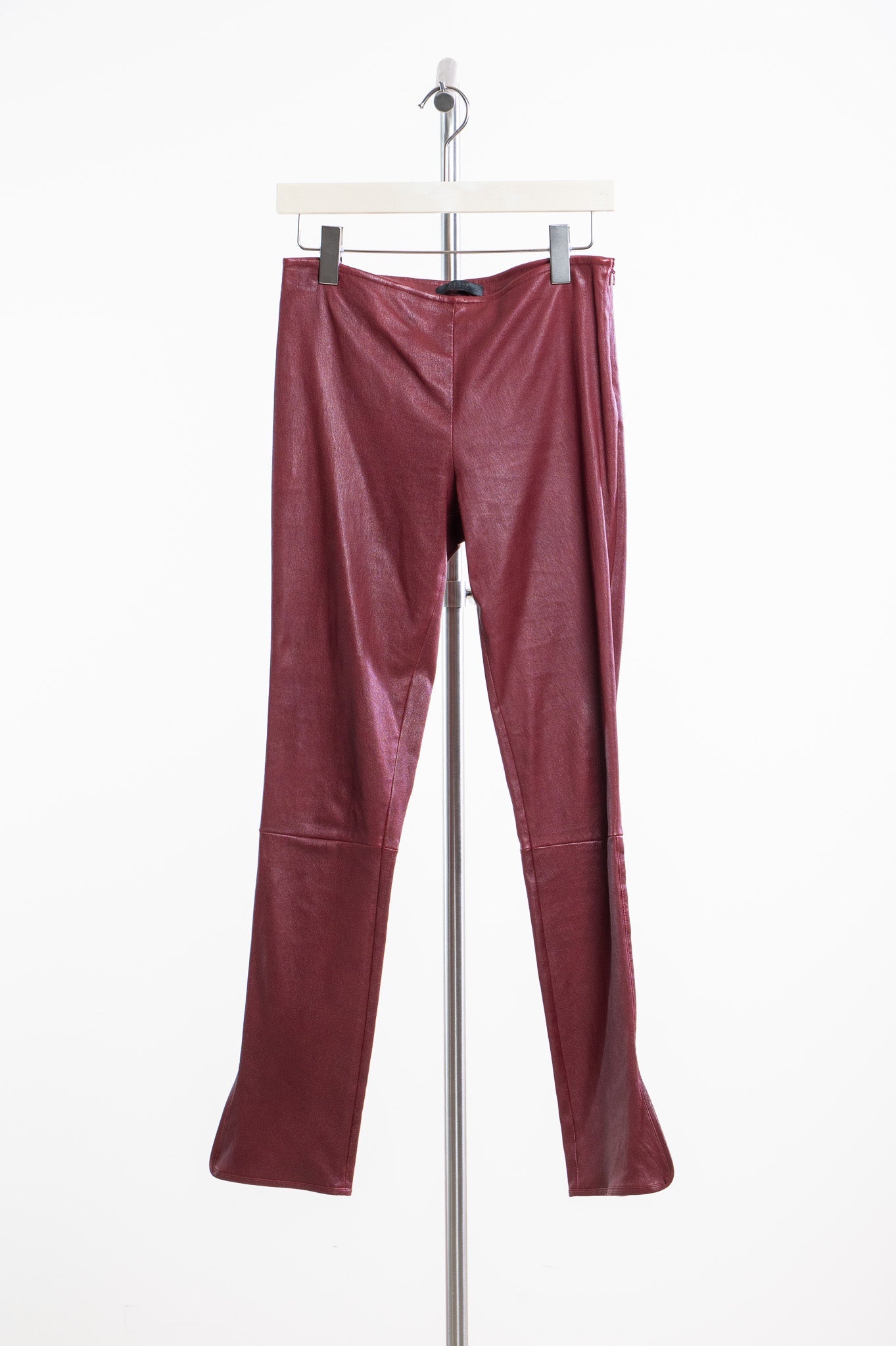 Burgundy Leather Leggings w/ Slits