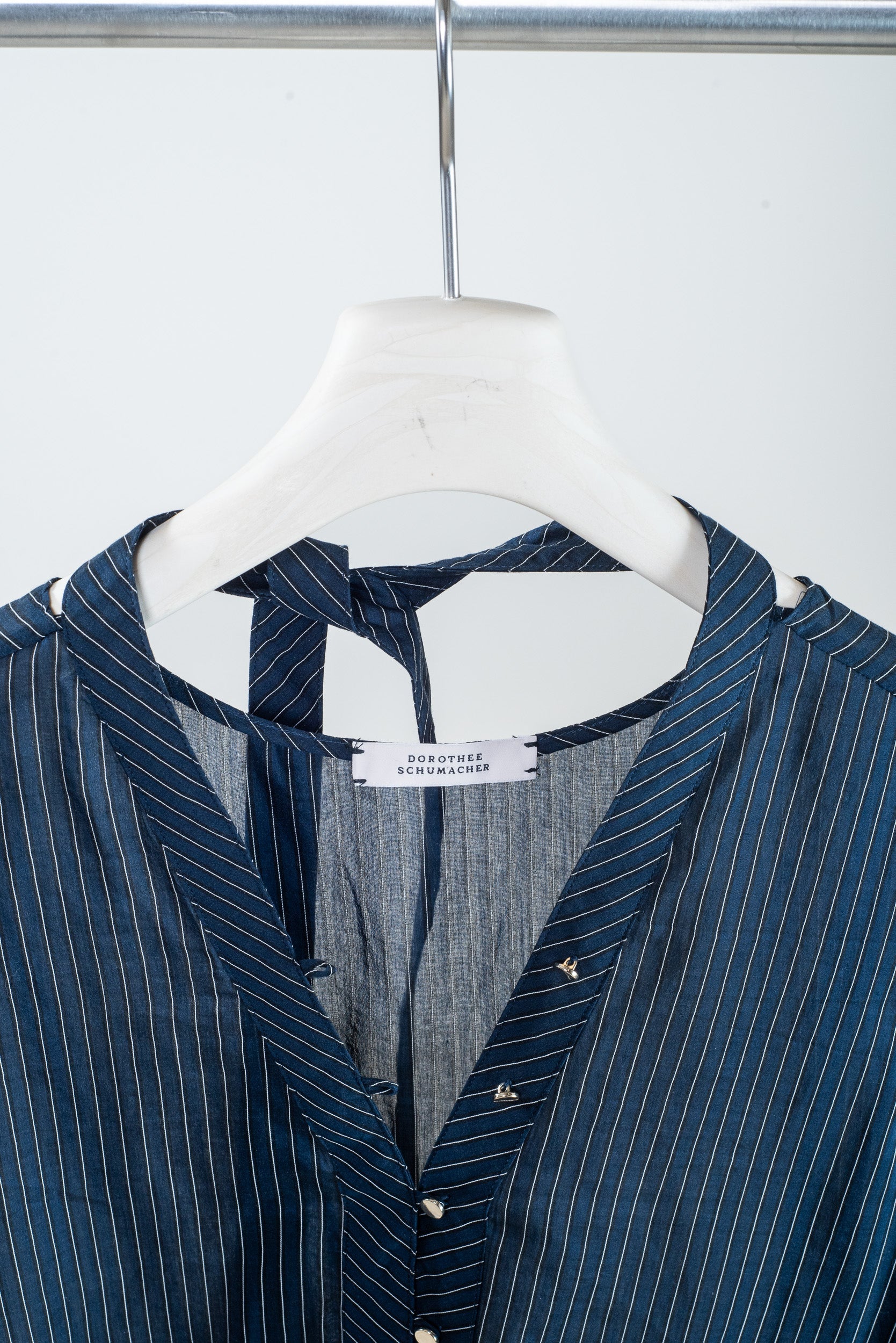 Navy Pinstripe Sleeveless Blouse