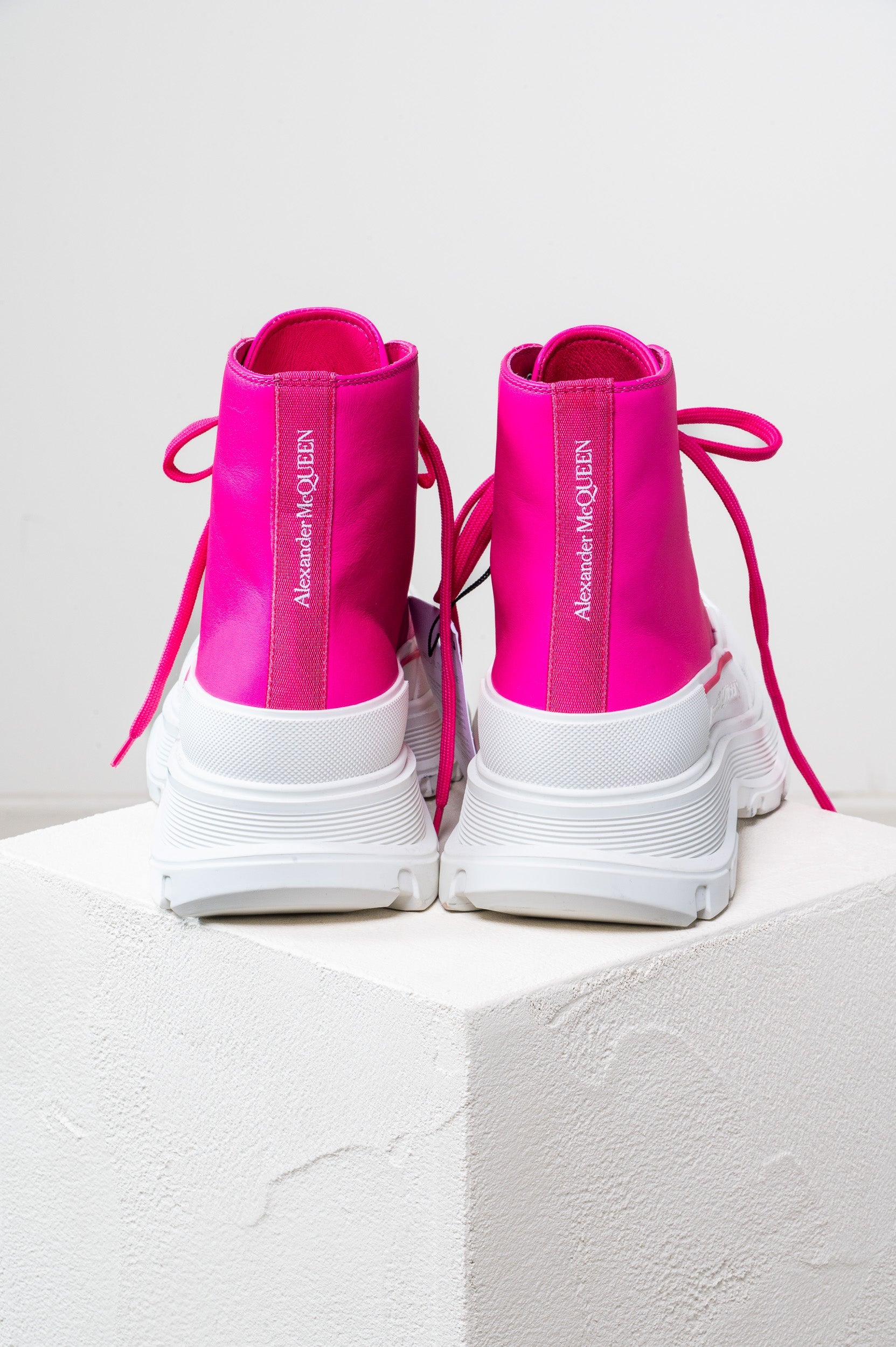 Bright Pink Chunky Platform High Top Sneaker