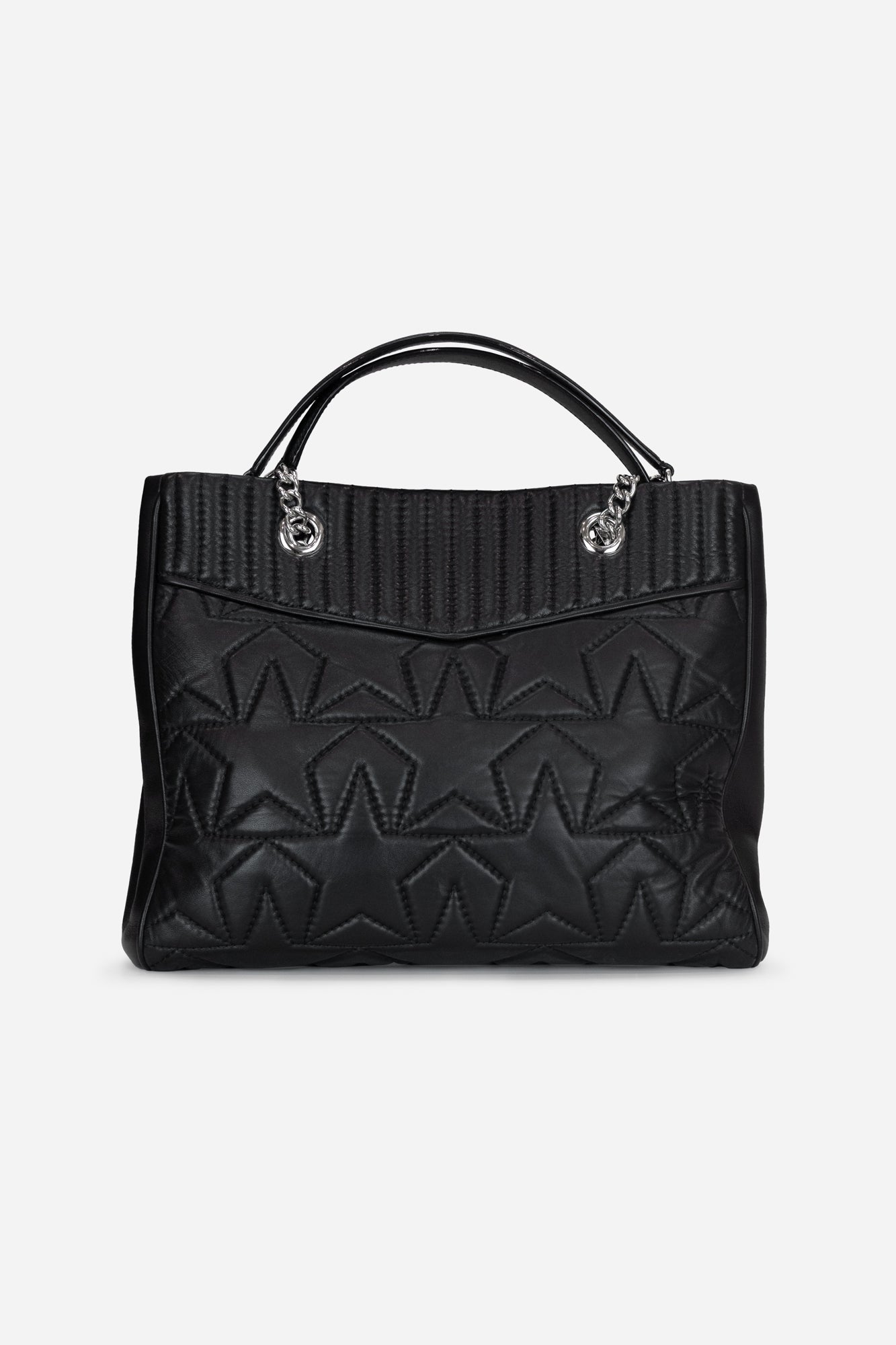 Black Leather Helia Shopping Tote