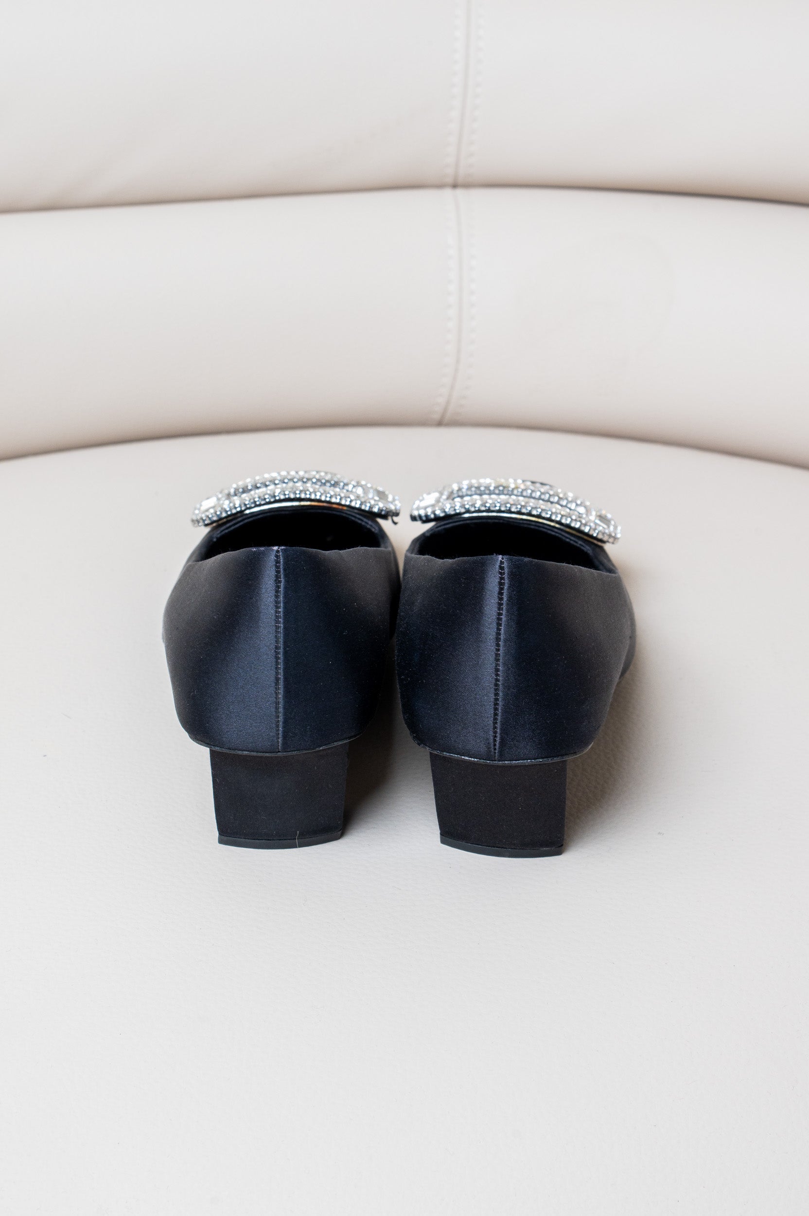 Black Satin Belle Vivier Pilgram Pump