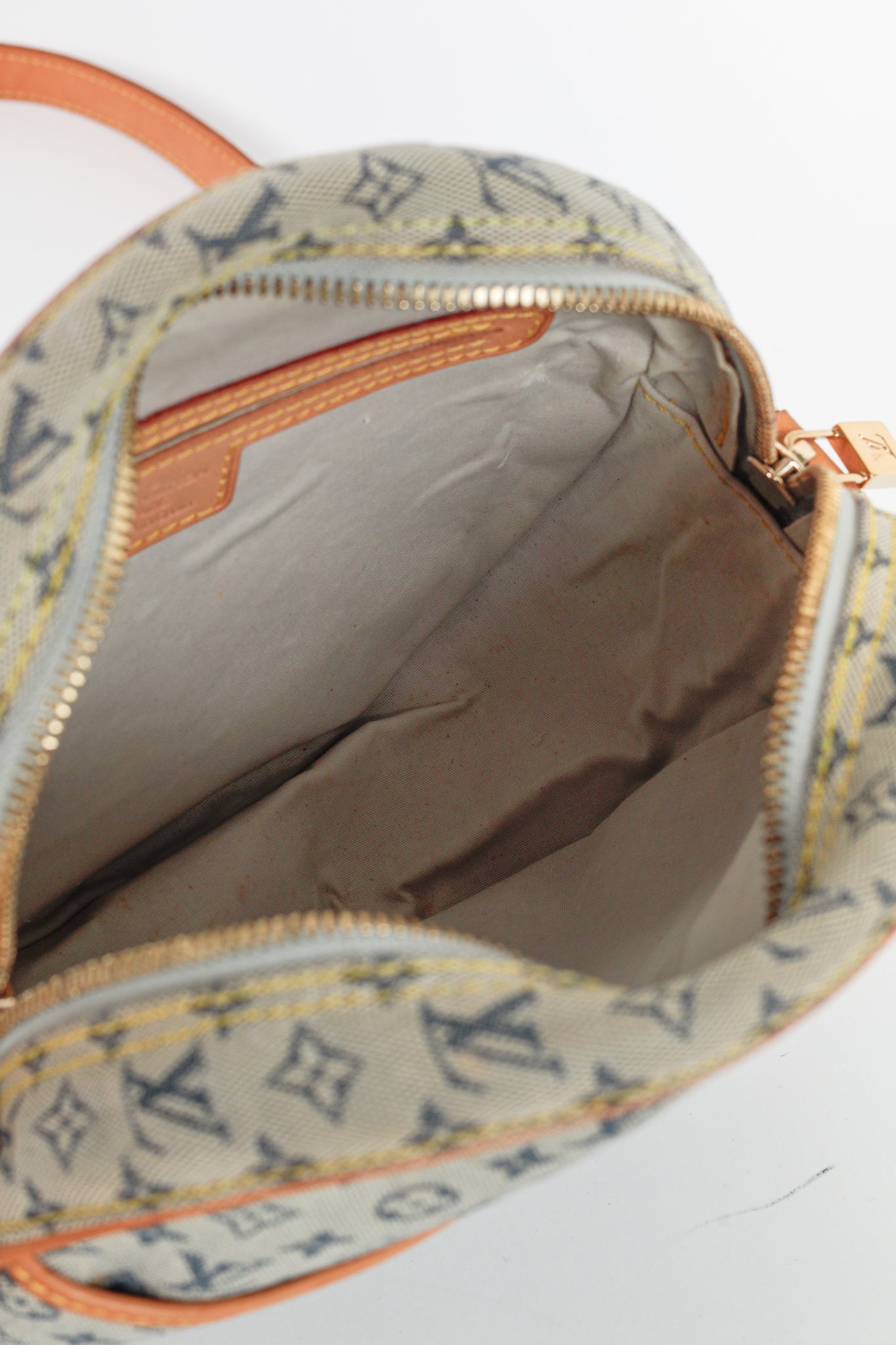 Mini Lin Denim Canvas Round Crossbody Bag