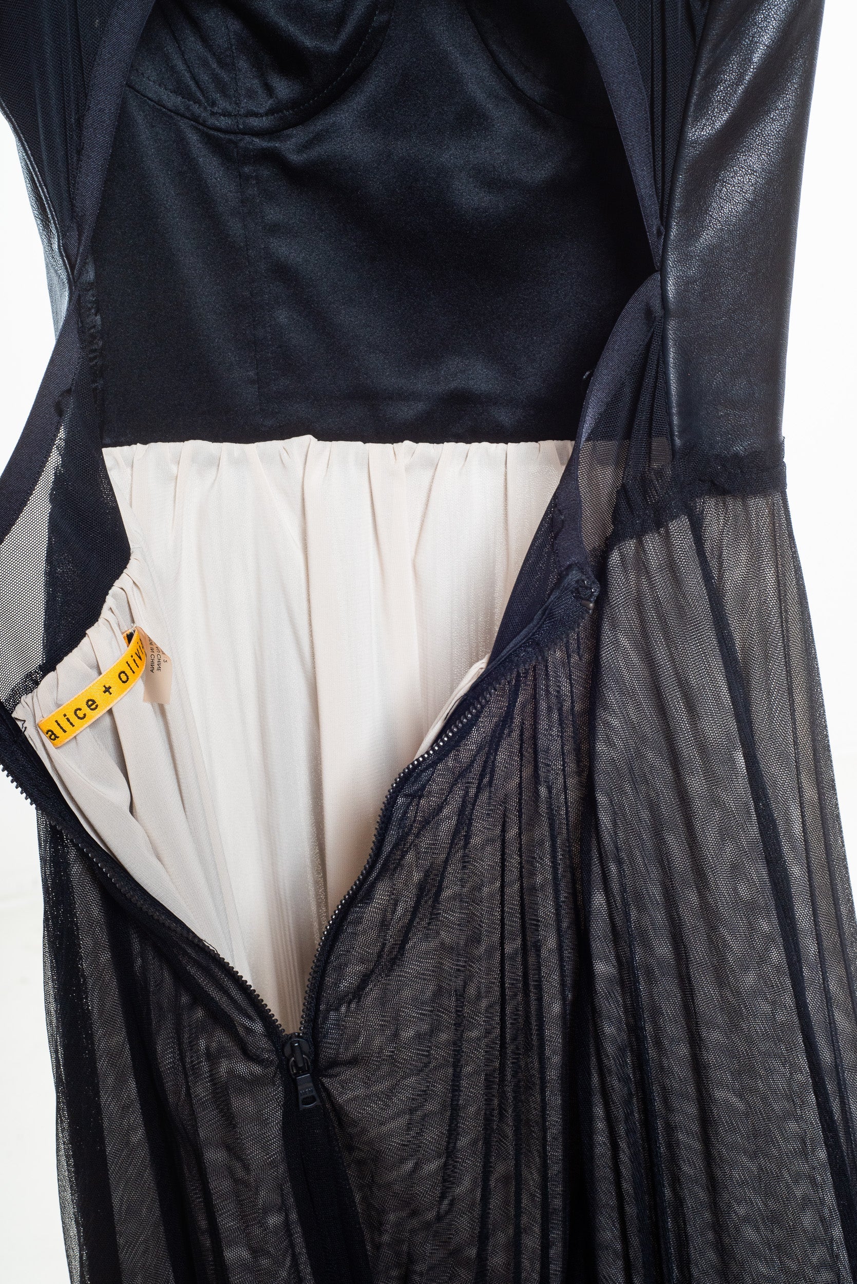 Pleated Mesh Overlay Corset Dress