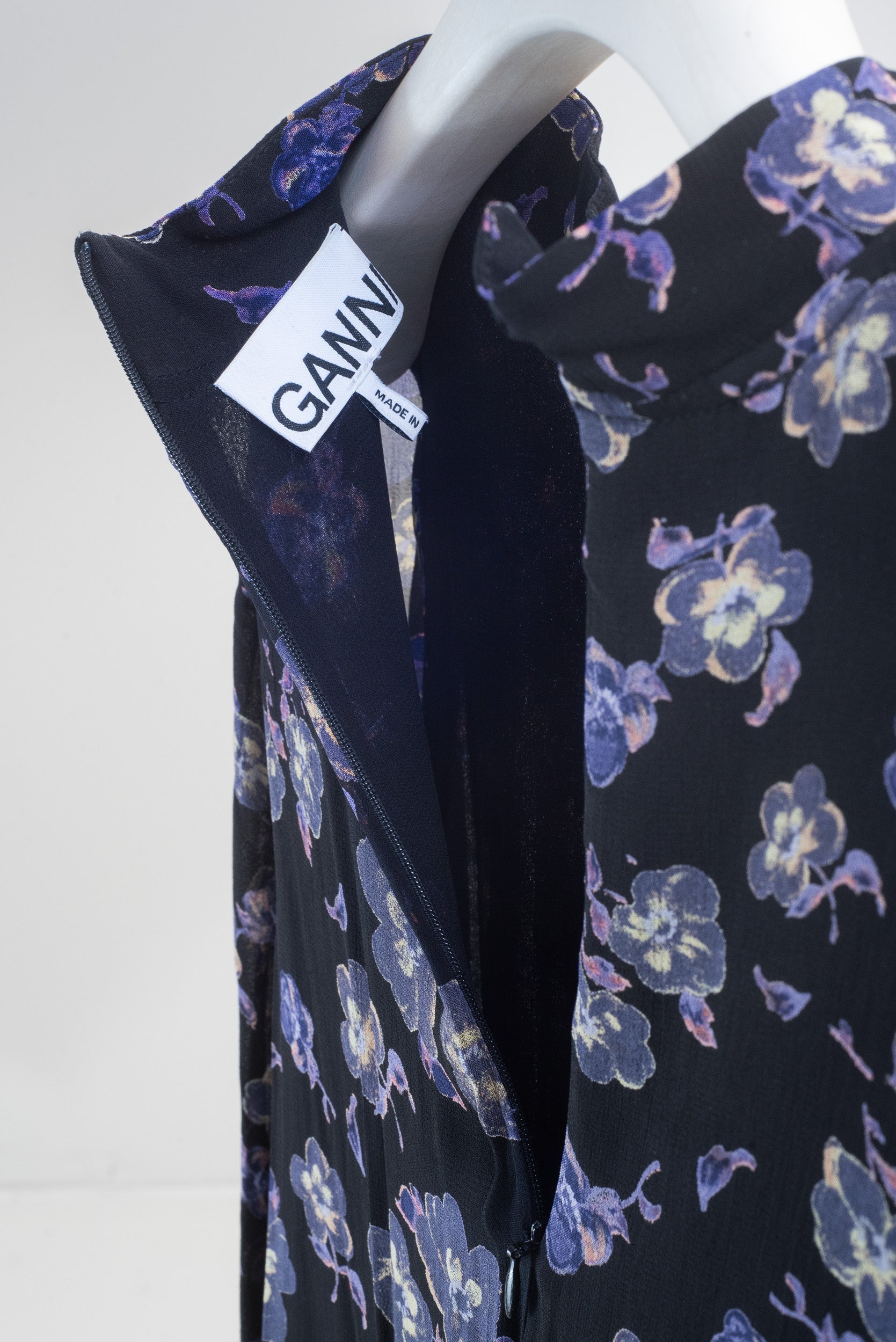 Black Purple Floral Long Sleeve Dress