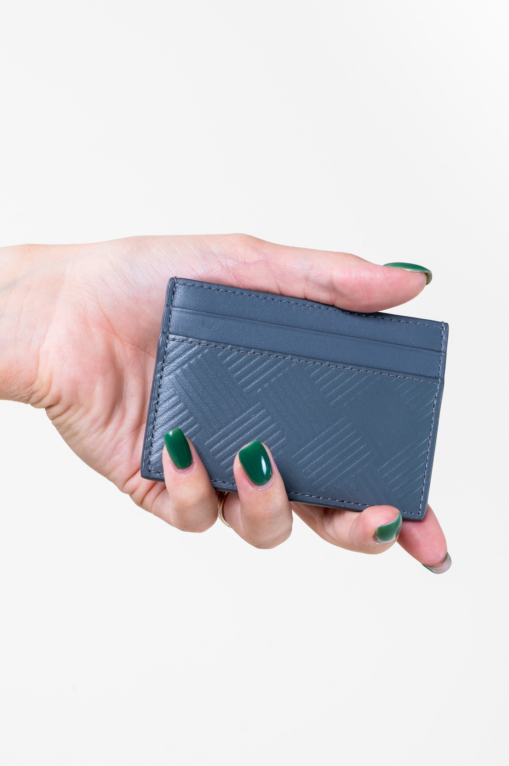 Grey Leather Embossed Card Holder