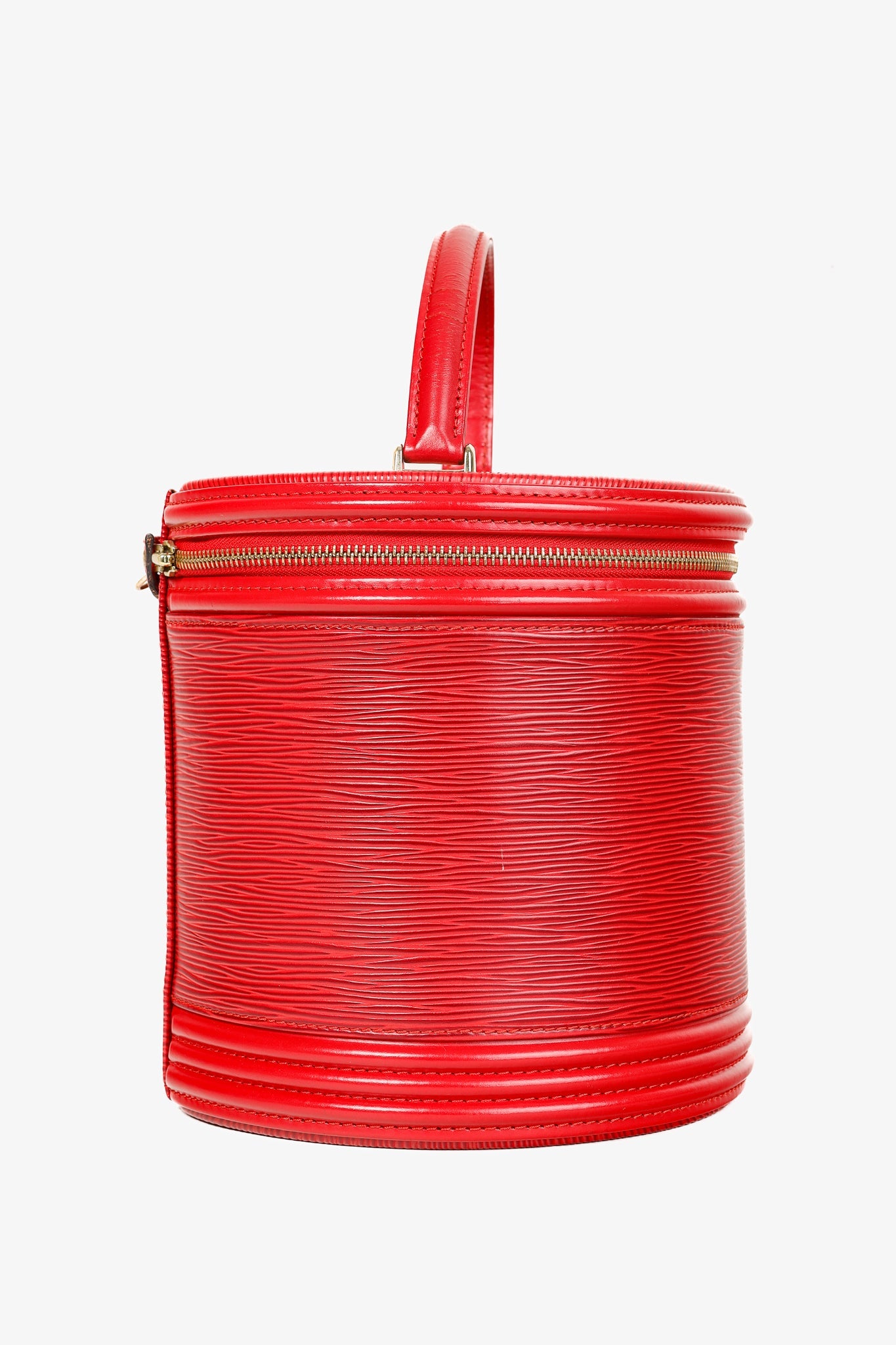 Epi Cannes Castilian Red Leather Round Handbag