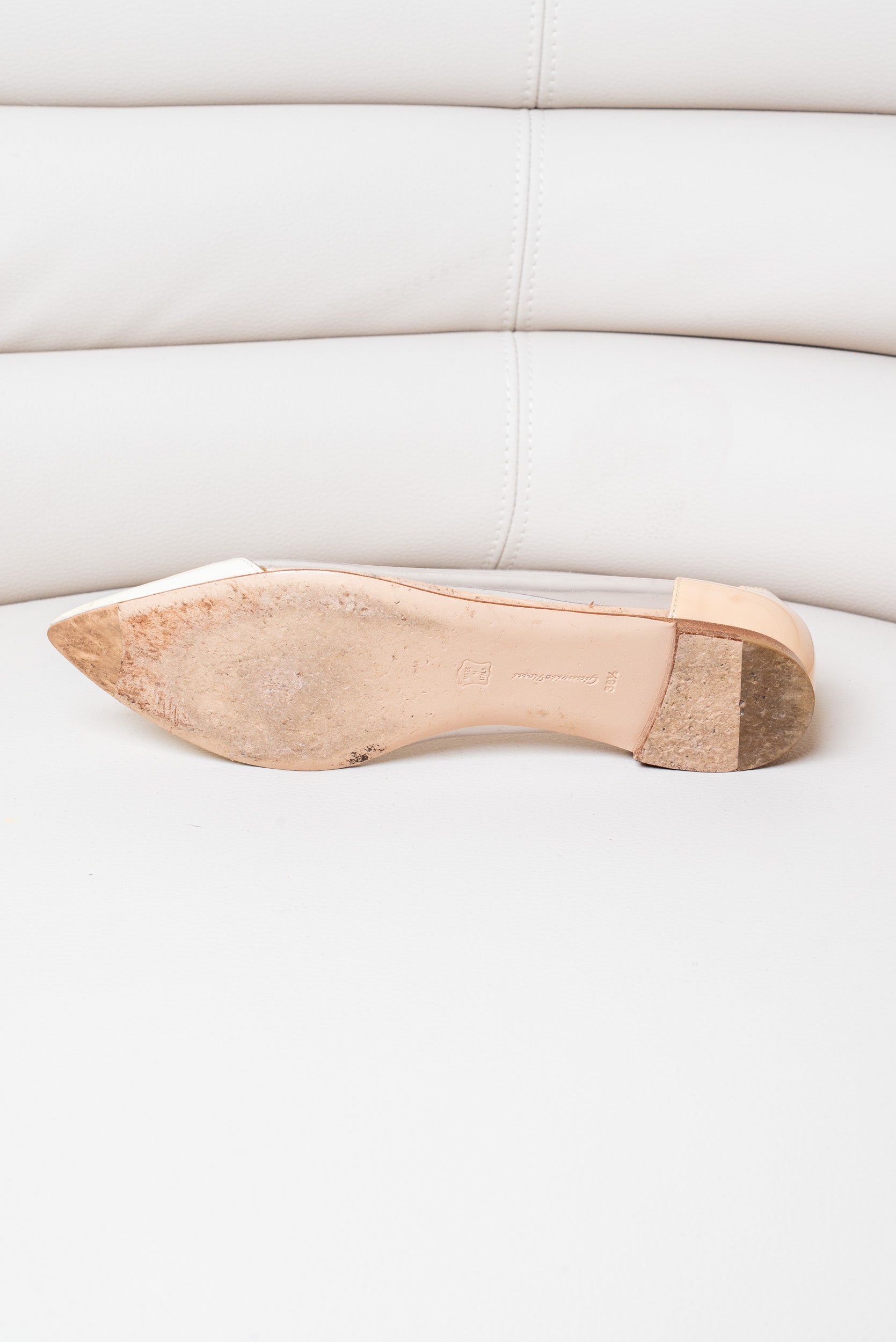 Nude Pointed Toe Plexi leather & PVC Ballet Flat