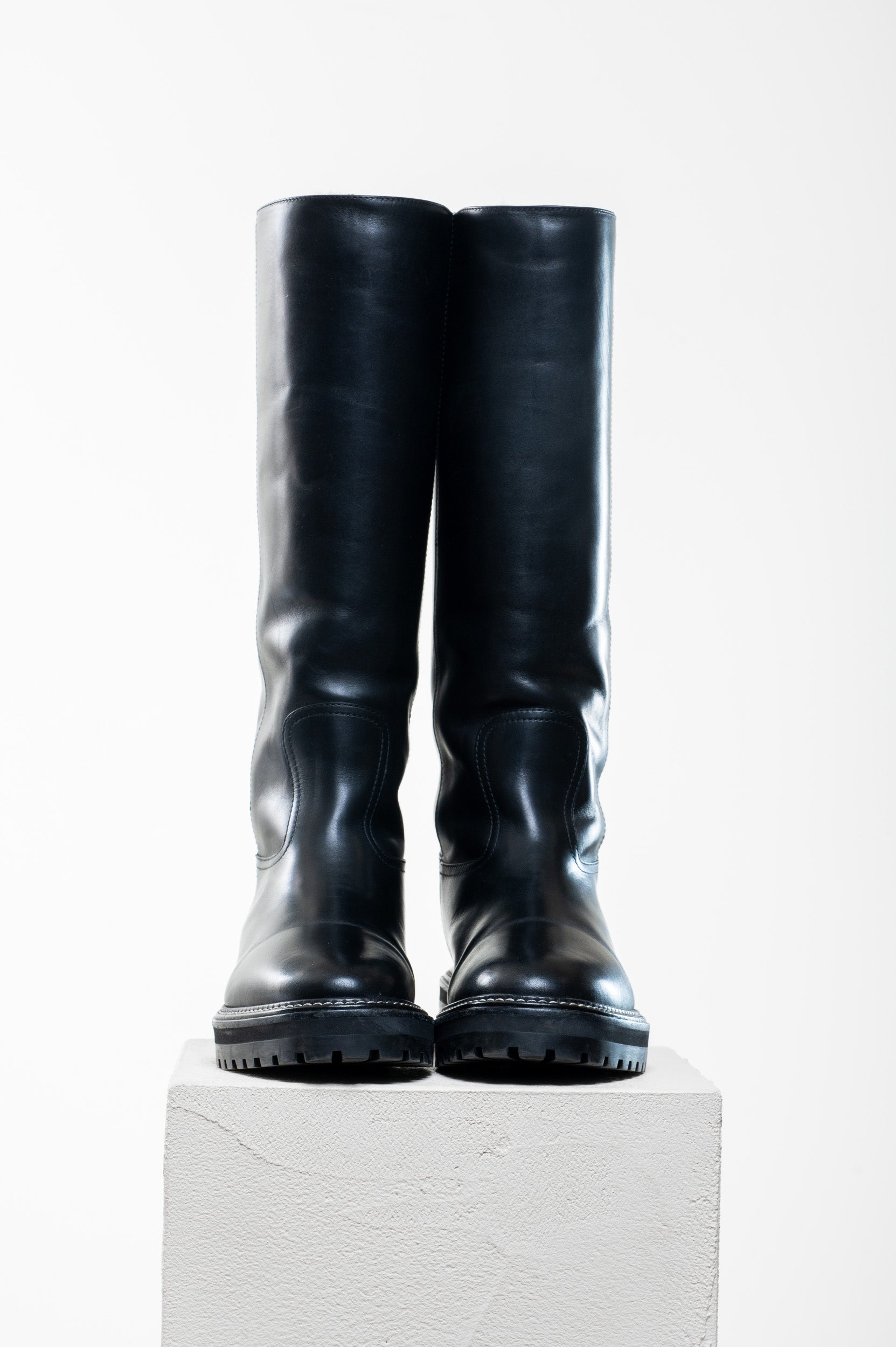 Black Yomi Flat Fur Lined Tall Boot