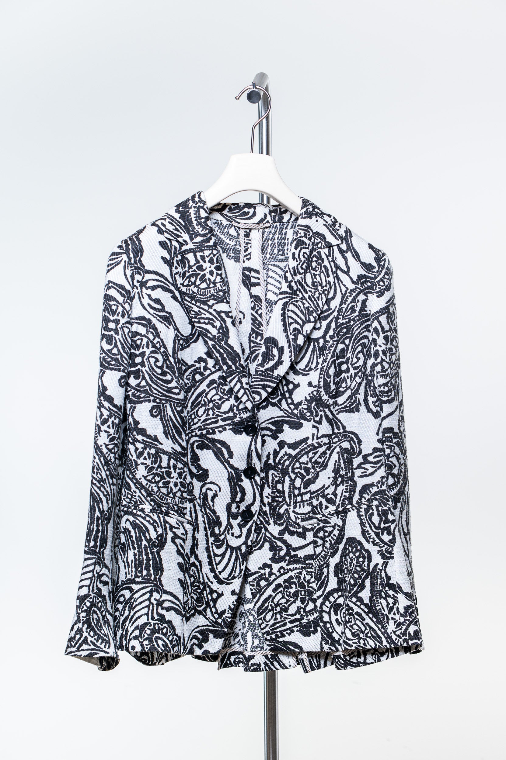 Vintage Black and White Printed Blazer