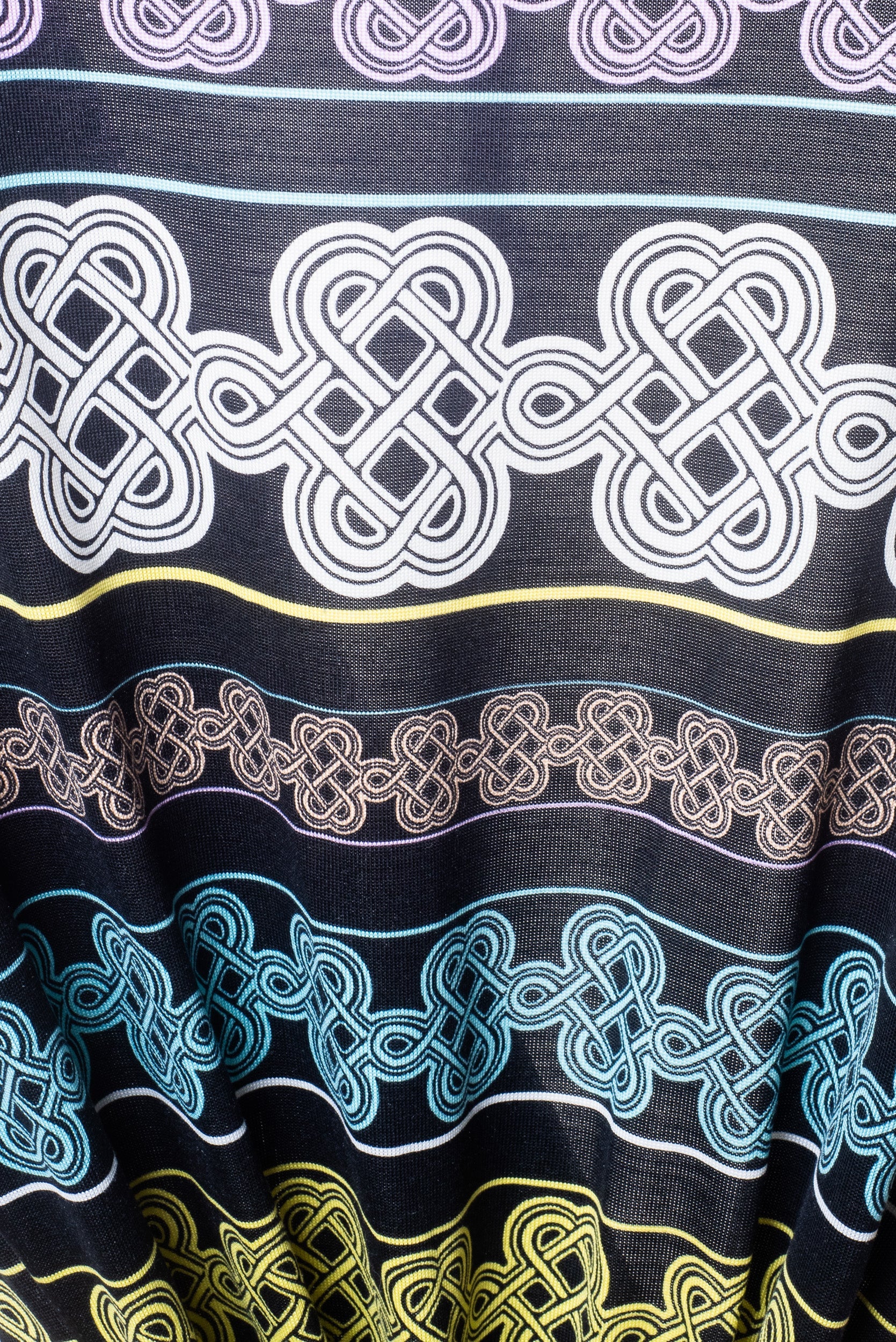 Black and Celtic Printed Wrap Dress