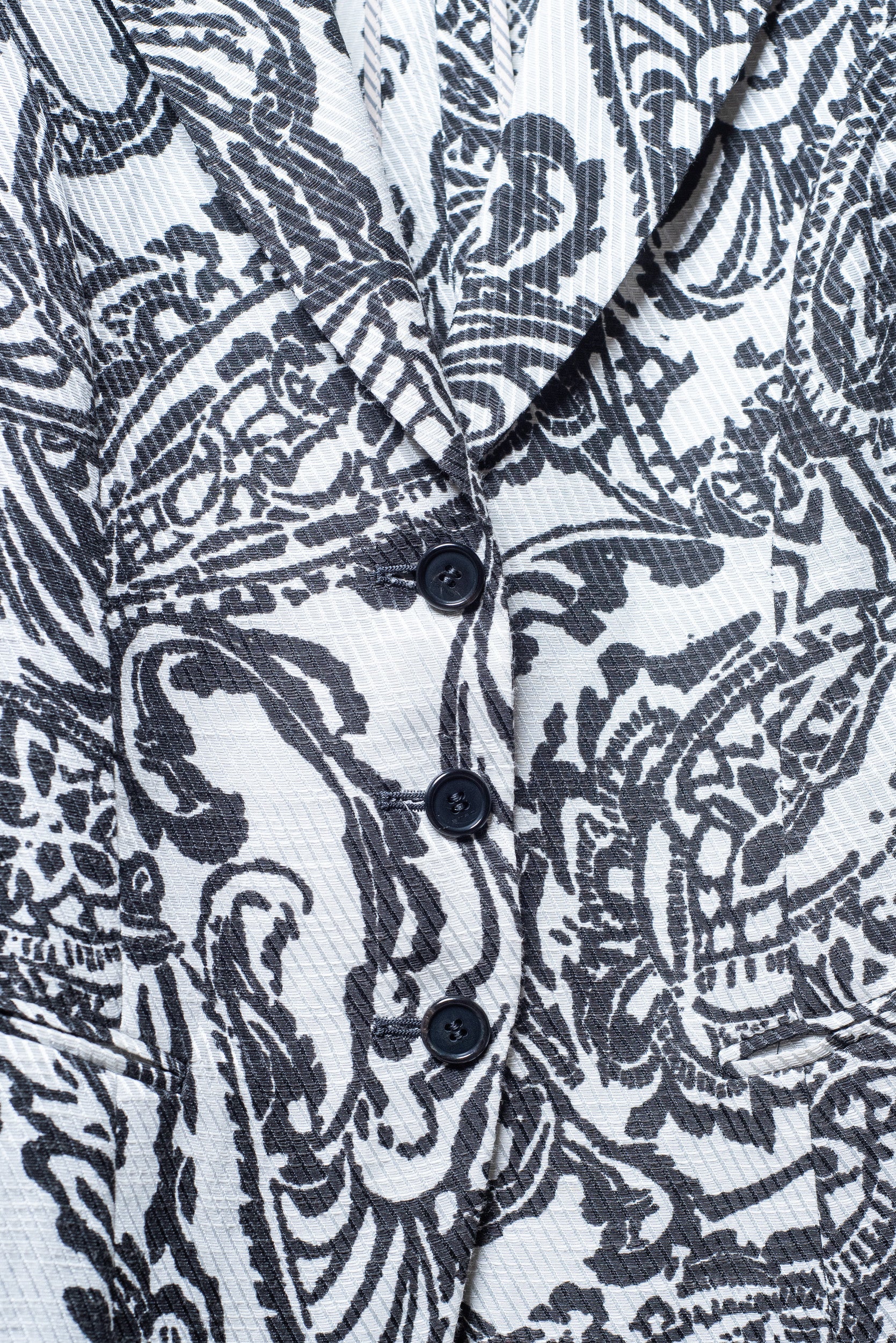 Vintage Black and White Printed Blazer