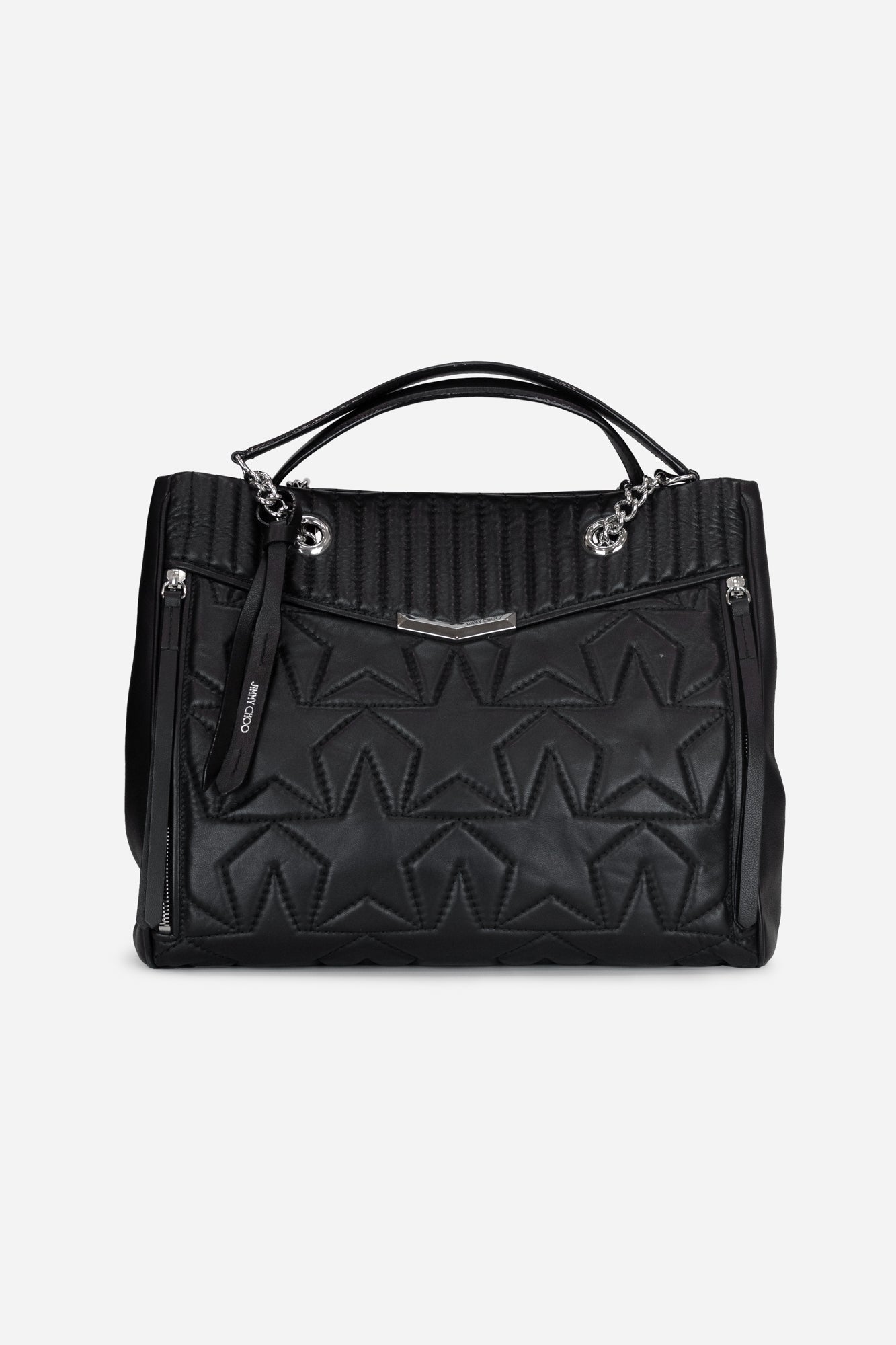 Black Leather Helia Shopping Tote