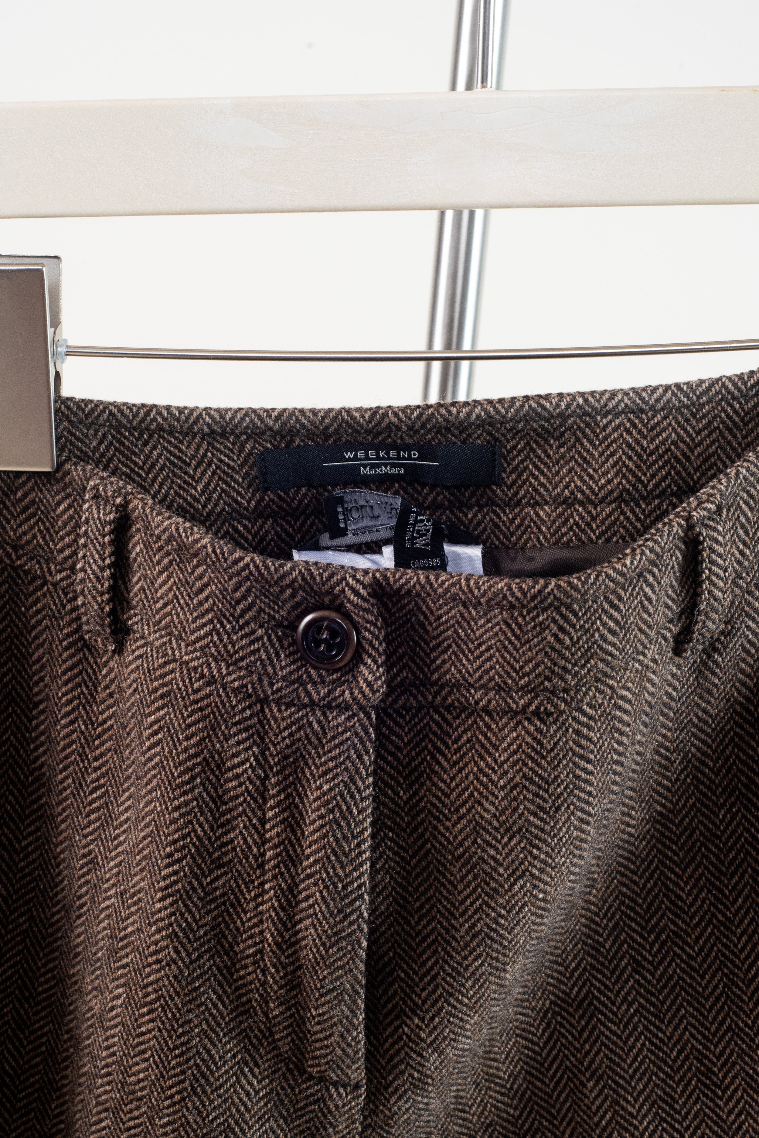 Brown Chevron Print Blazer and Pant Suit Set