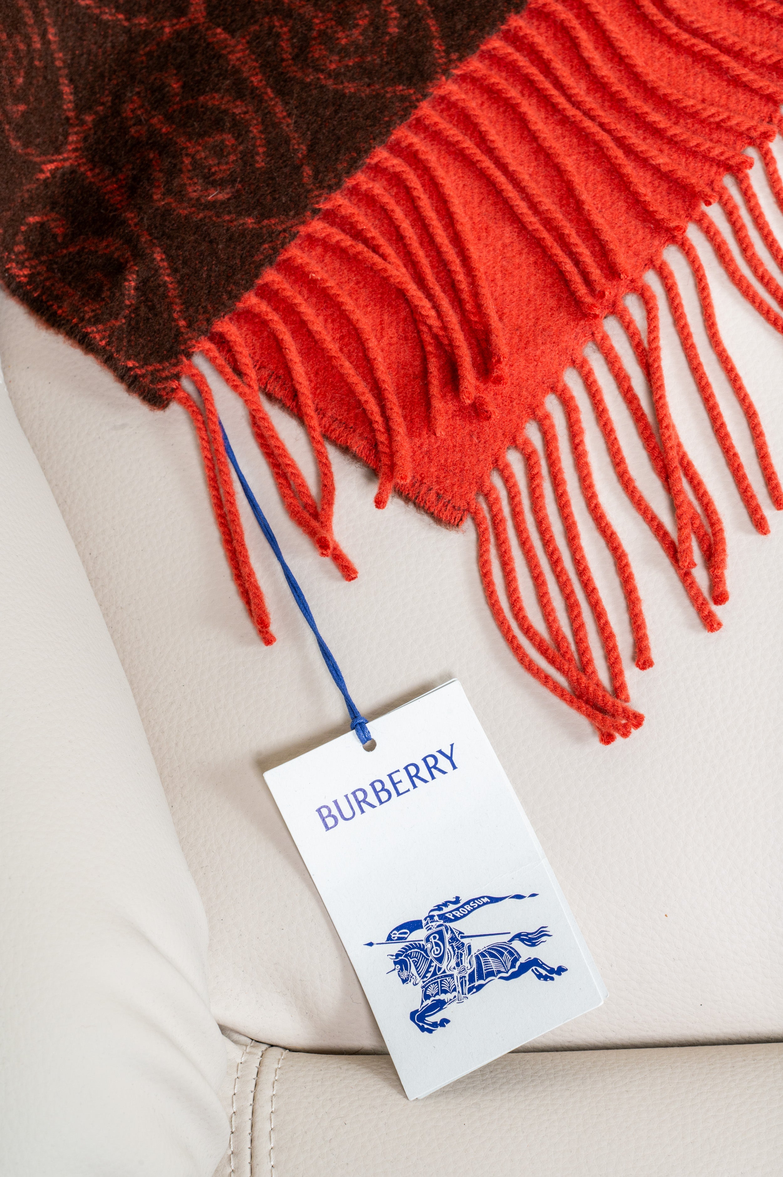 Brown & Orange Reversible B Shield Cashmere Scarf