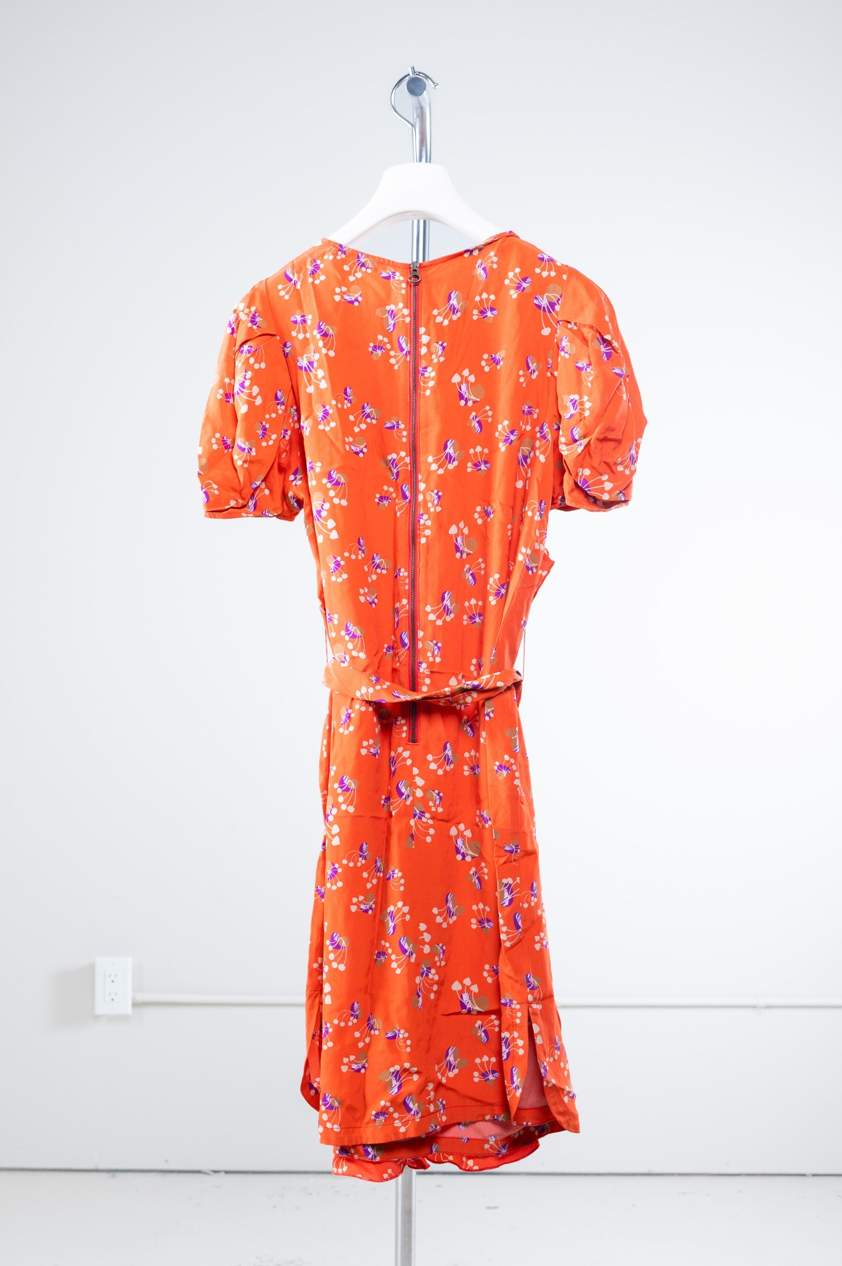 Orange Floral Print Dress