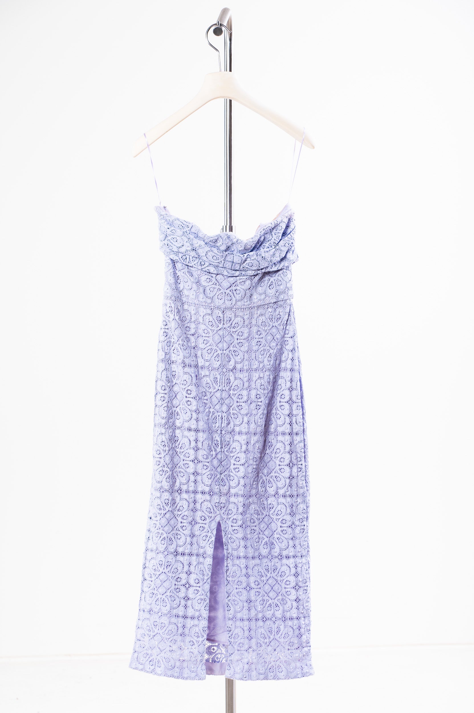 Lilac Lace Tube Midi Dress