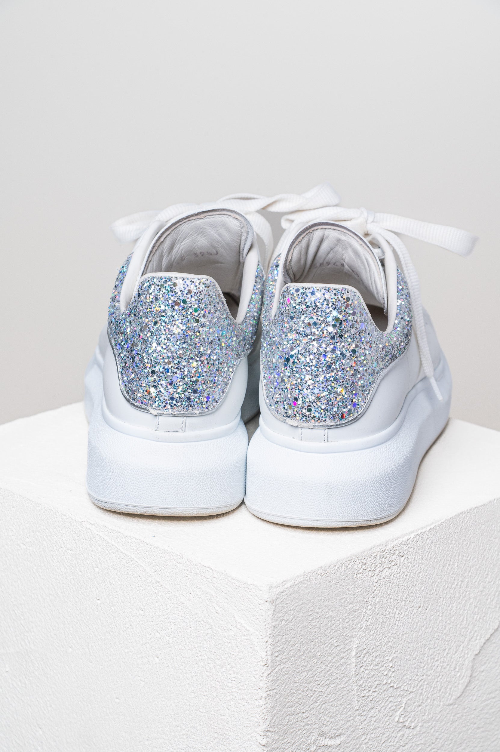 White Chunky Glitter Heel Sneaker