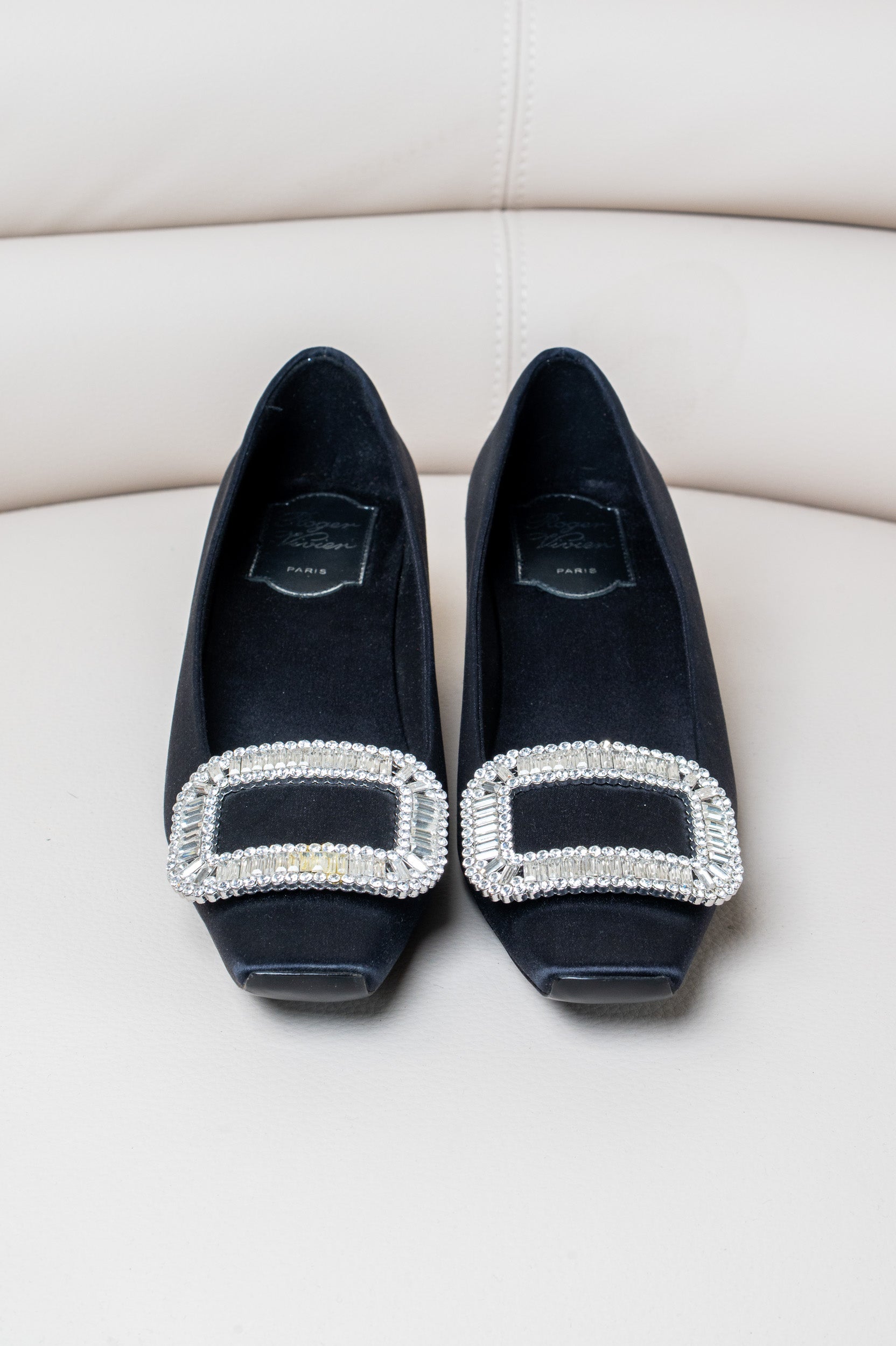 Black Satin Belle Vivier Pilgram Pump