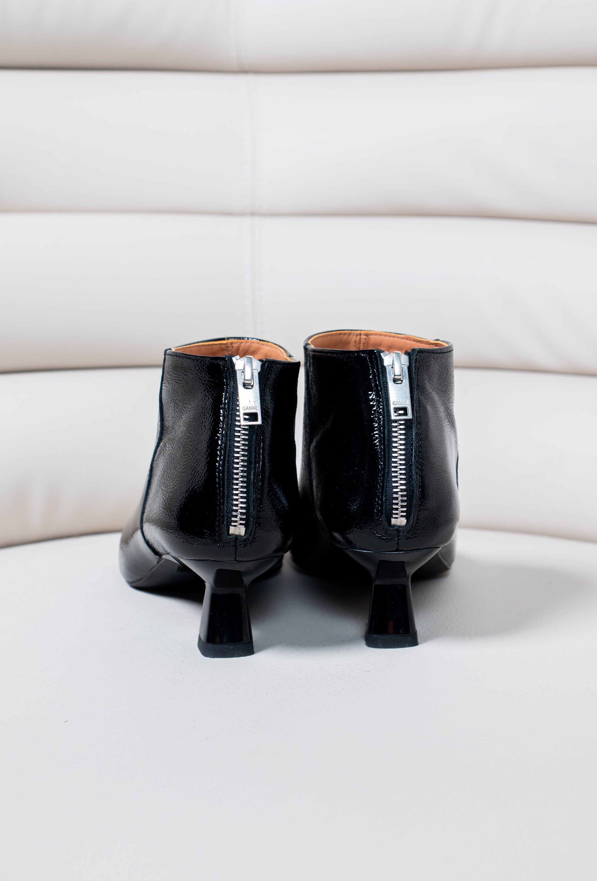 Black Patent Leather Ankle Booties