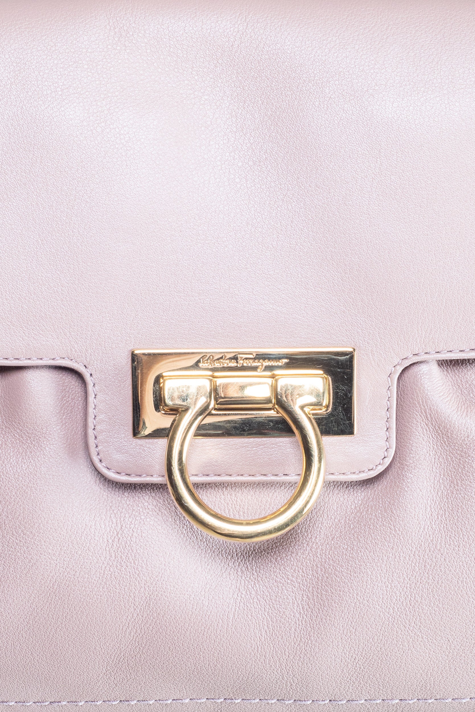 Nude Leather Gold Chain Shoulder Bag