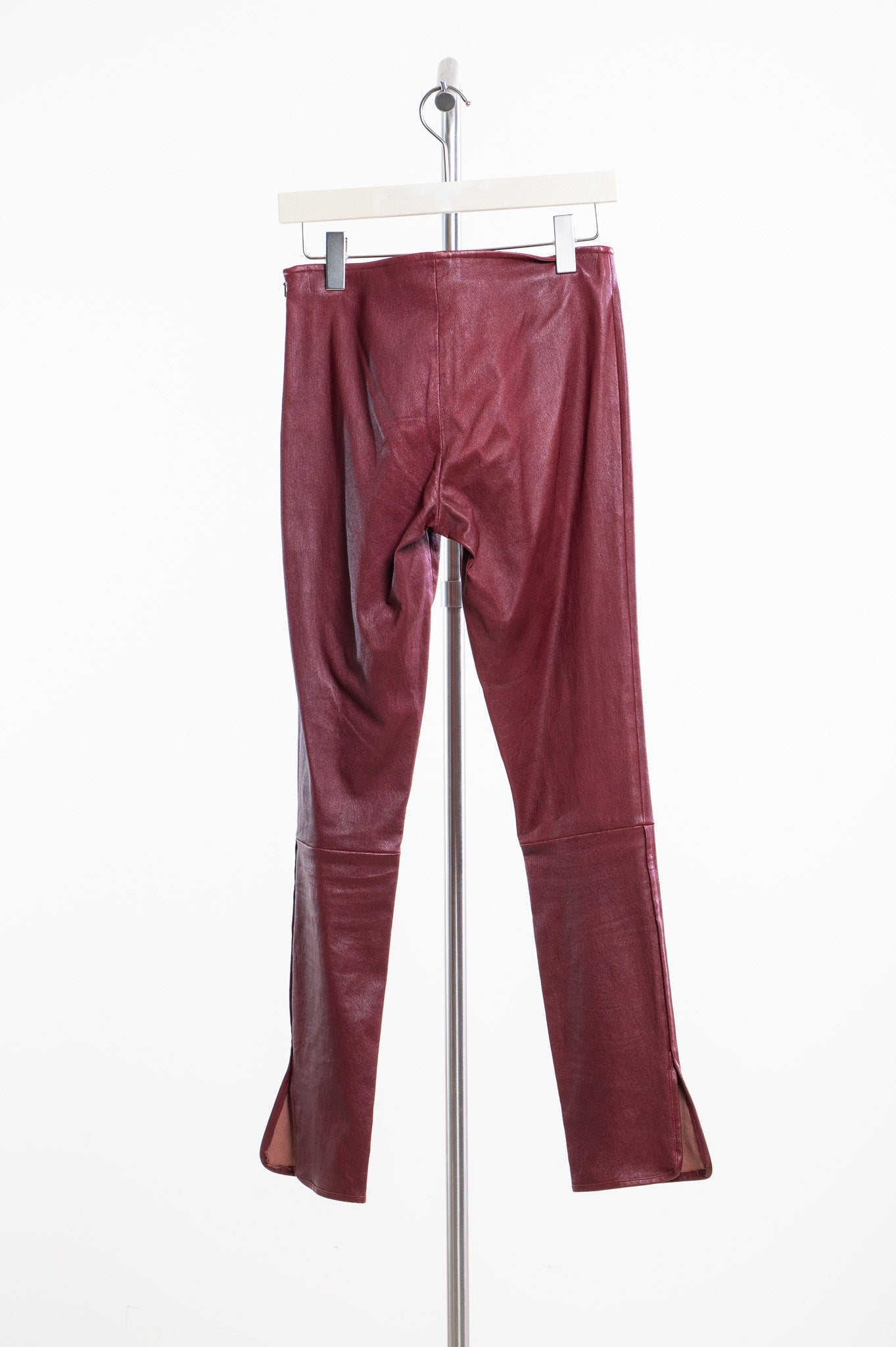 Burgundy Leather Leggings w/ Slits