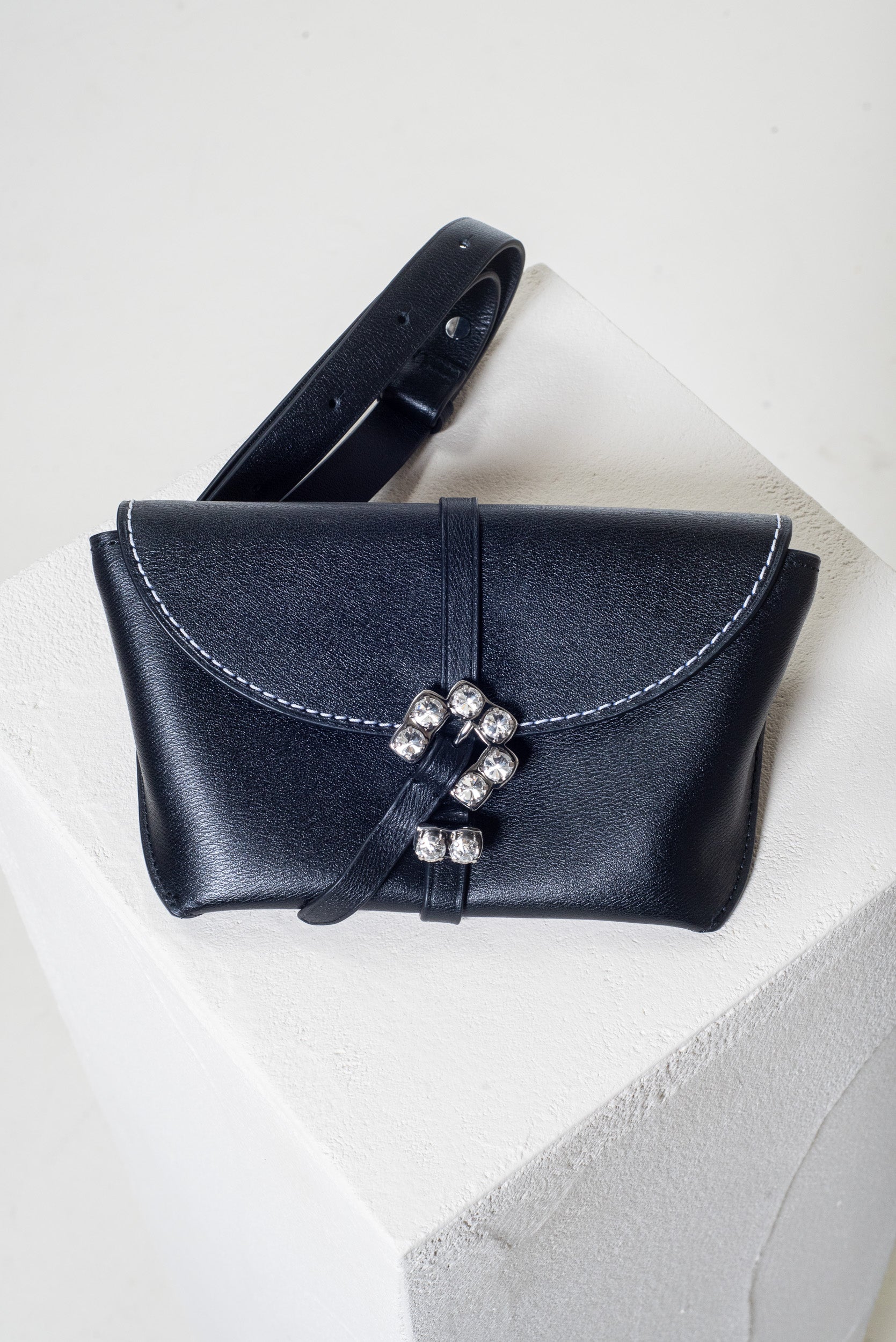 Black Rhinestone Hudson Belt Bag