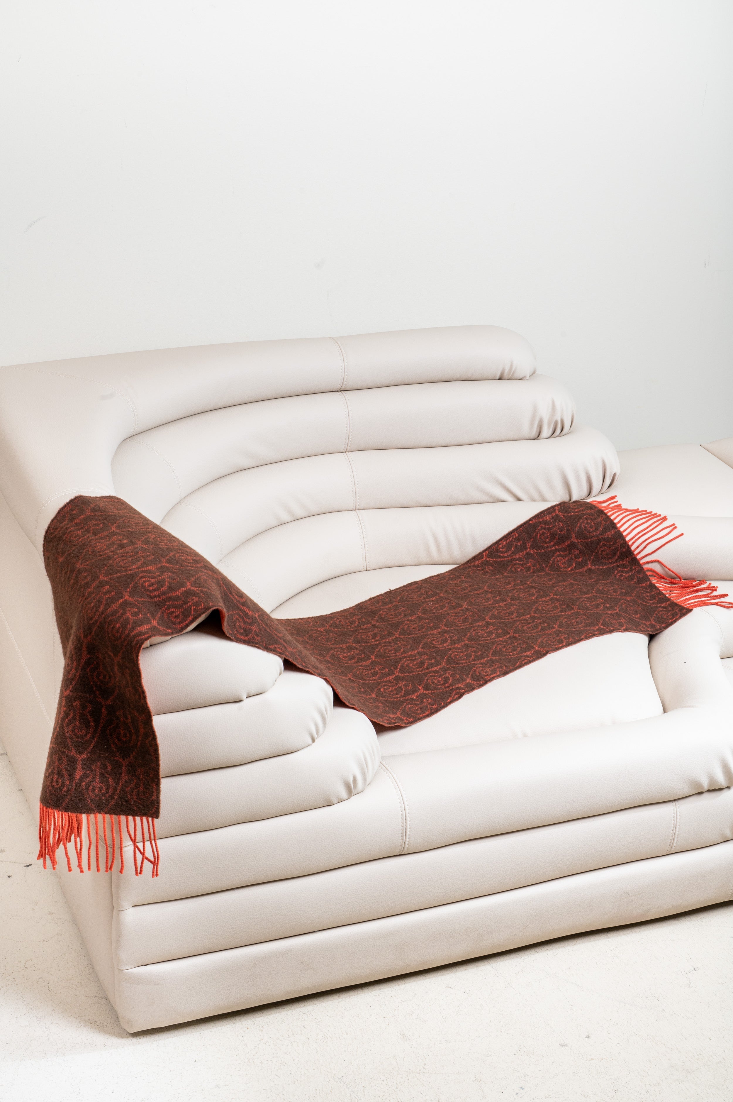 Brown & Orange Reversible B Shield Cashmere Scarf
