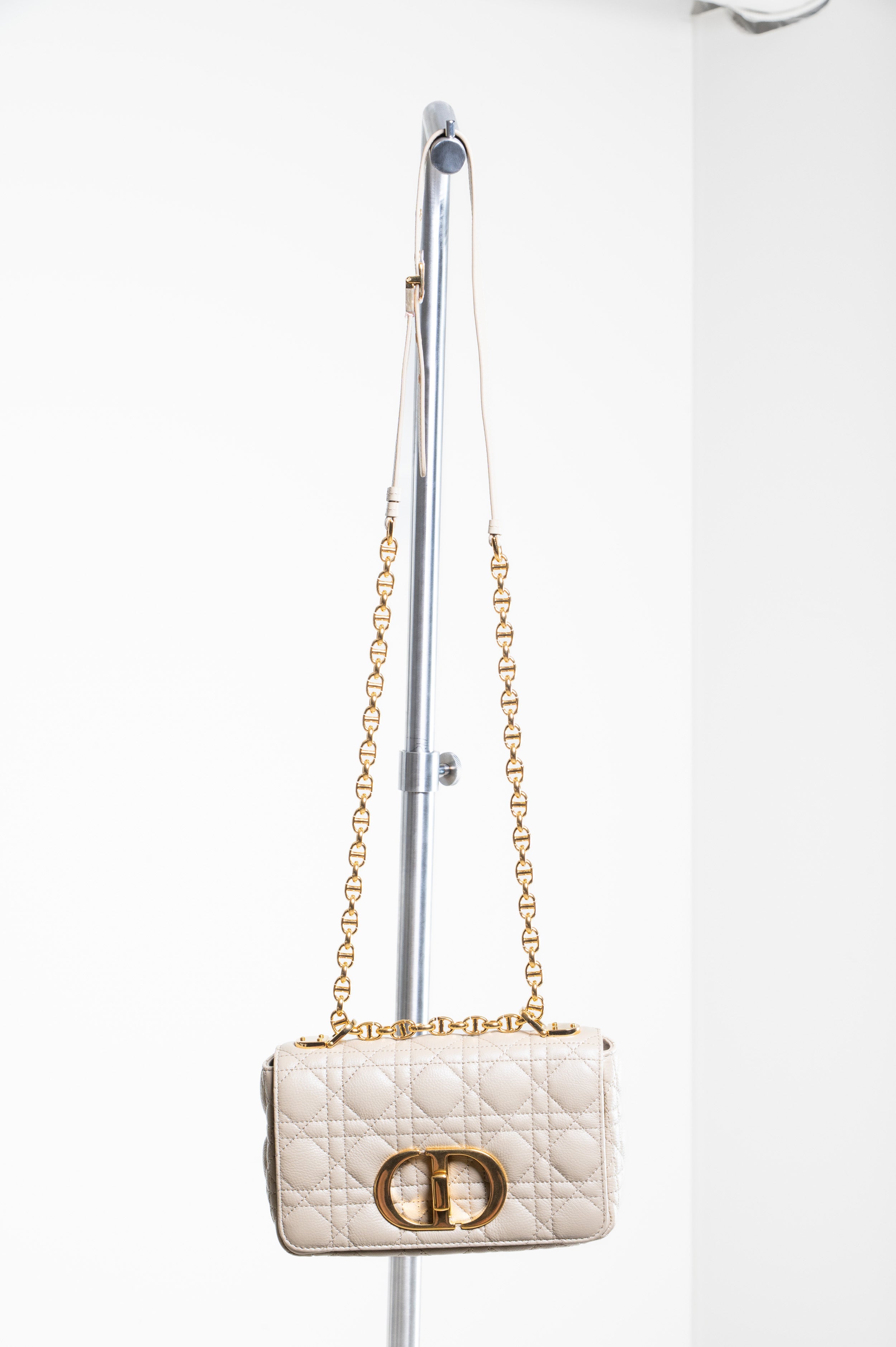 Small Beige Cannage Calfskin Caro Bag