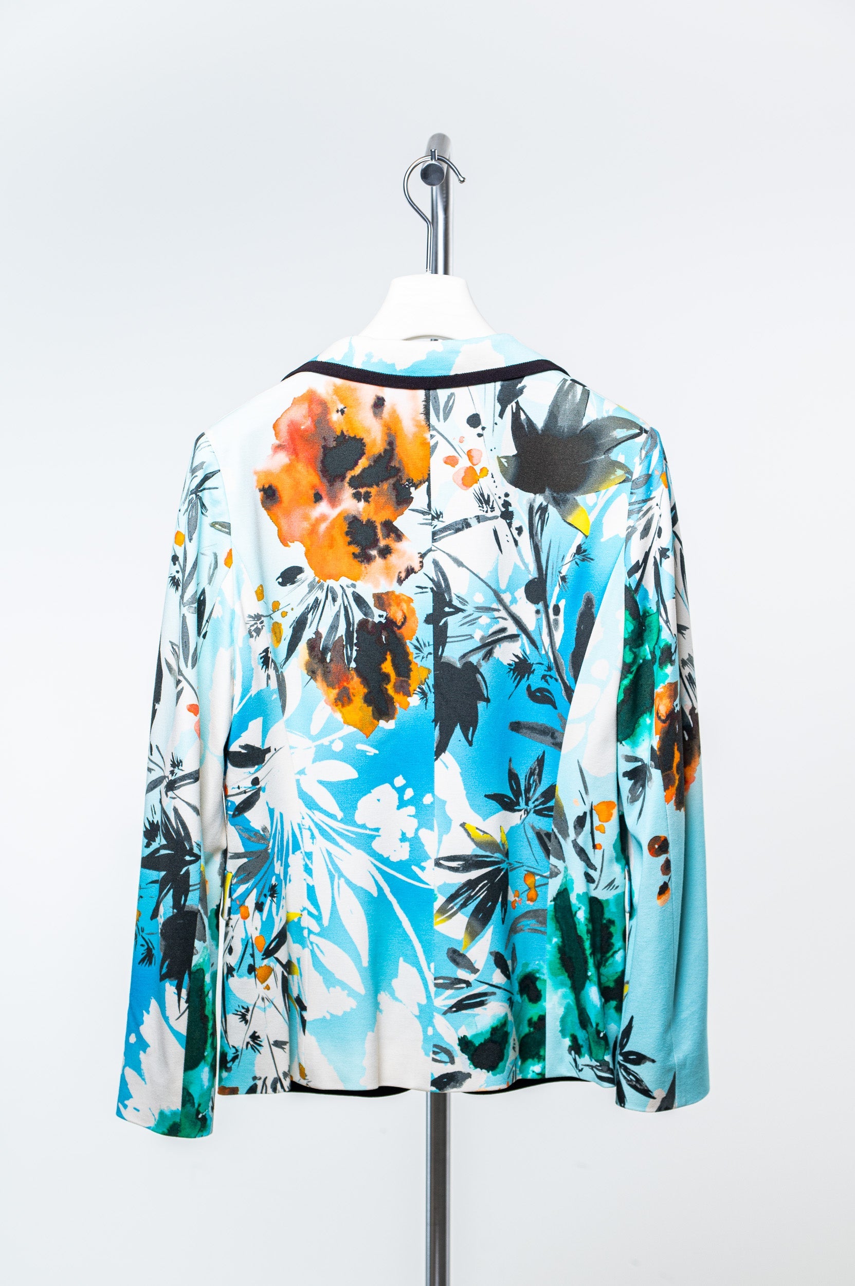 Vintage Blue and Orange Printed Stretchy Blazer