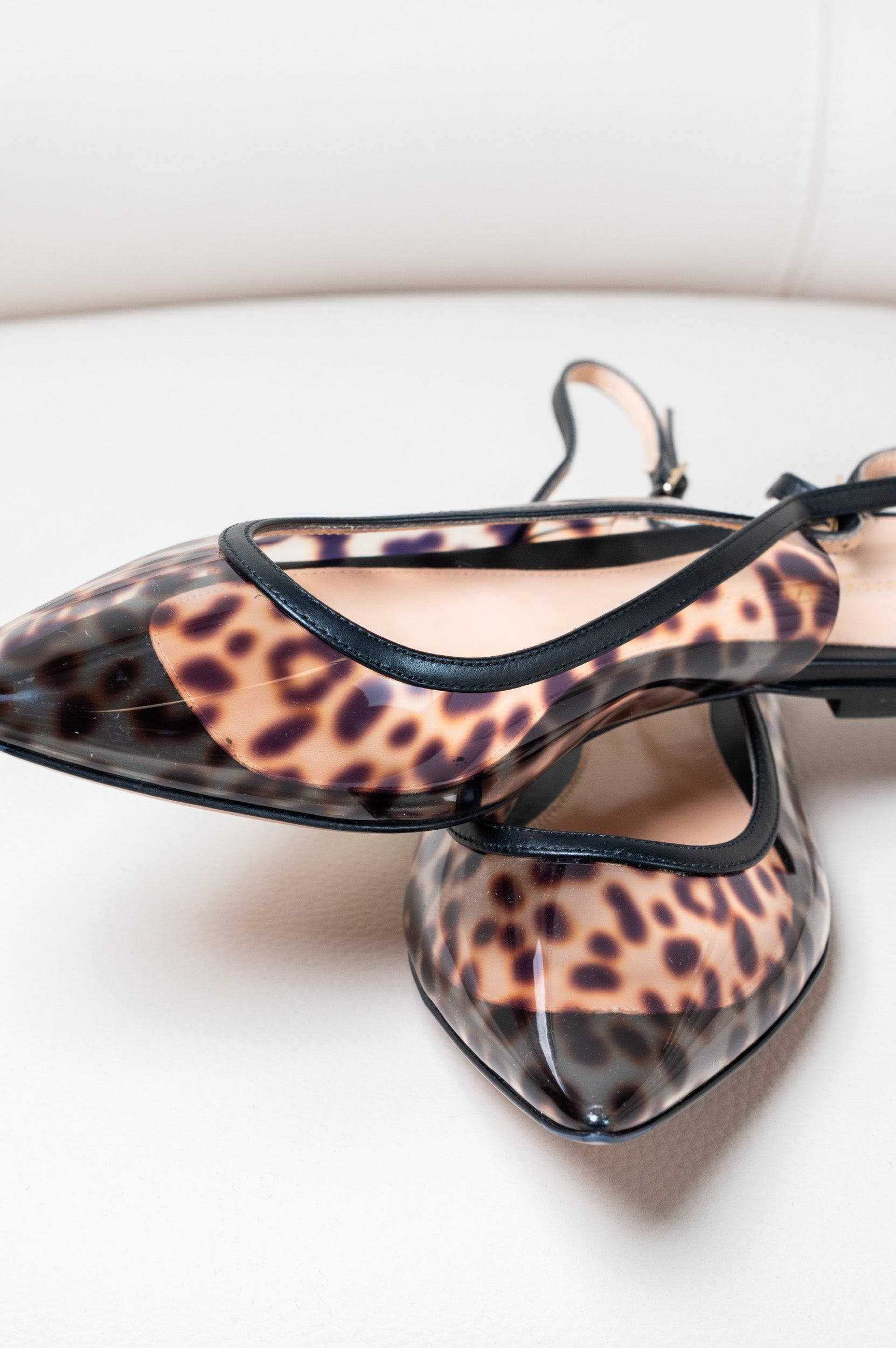 Leopard Print PVC Slingback Pointed Toe Flat