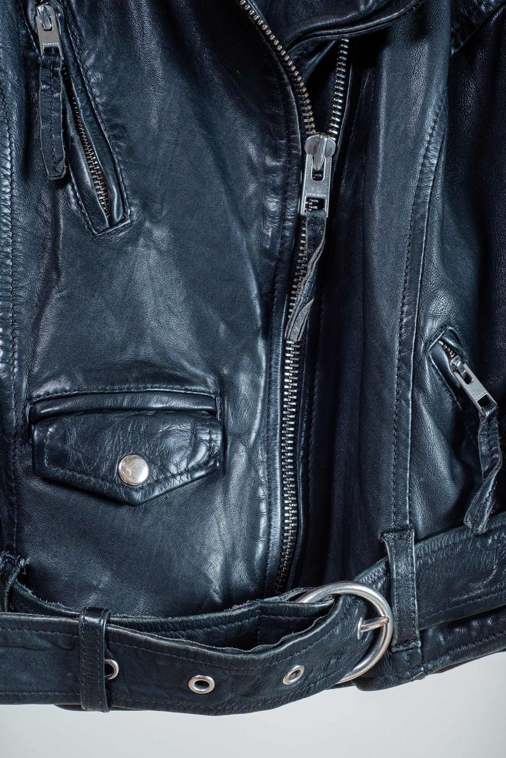 AllSaints Cropped Riley Moto Leather Jacket - Size 8 | Luxury Resale