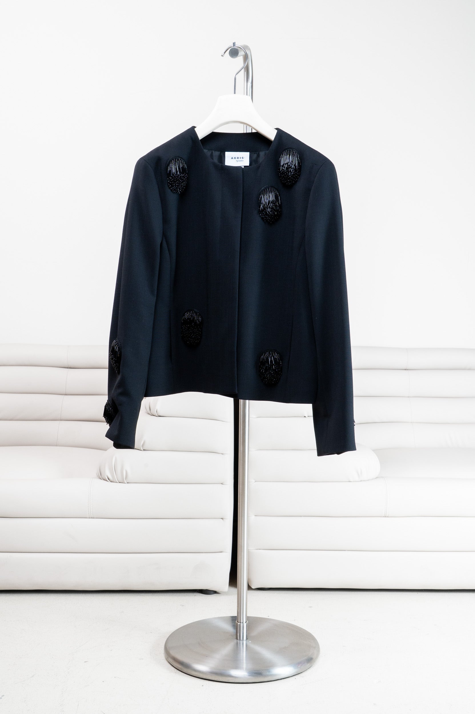 Black Punto Tassel Dot Crop Jacket