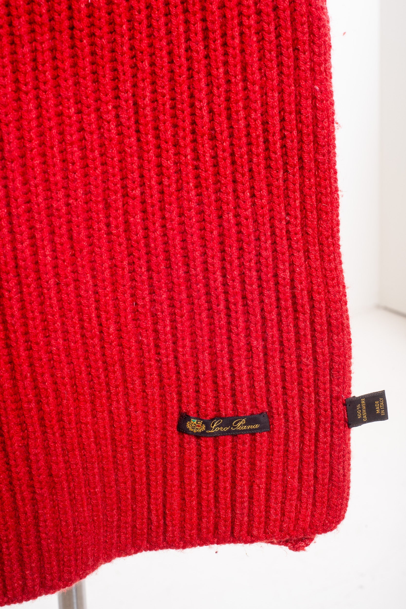 Vintage Red Ribbed Cashmere Scarf