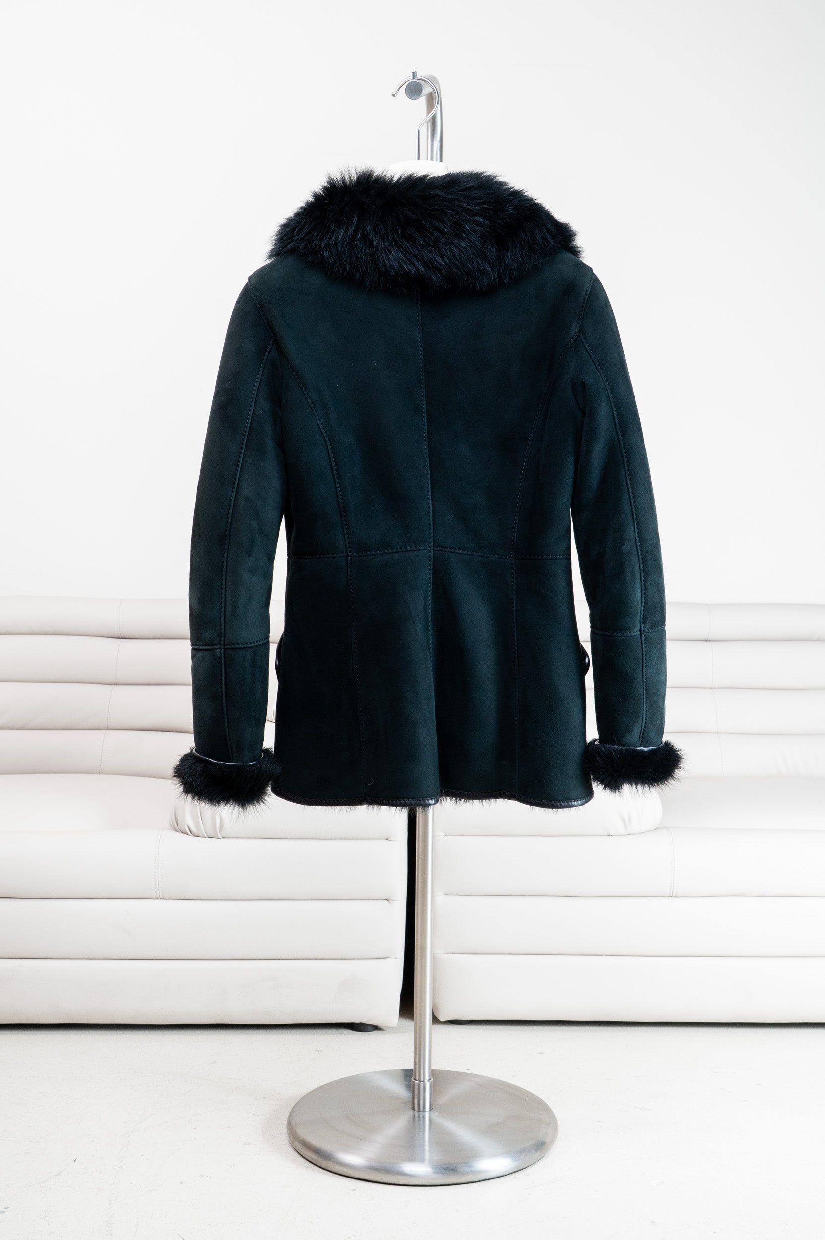 Vintage Black Fur Buckle Jacket