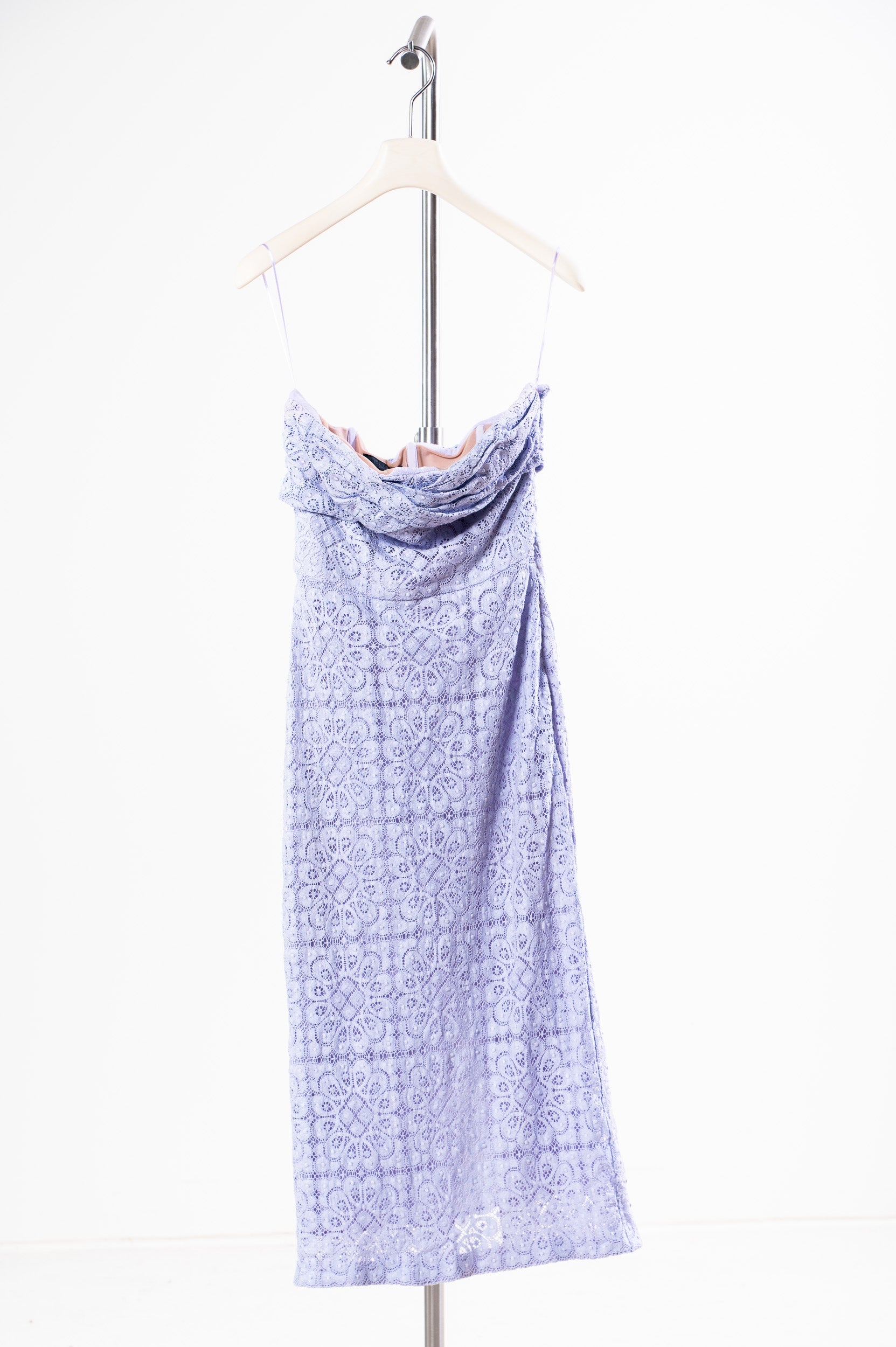 Lilac Lace Tube Midi Dress