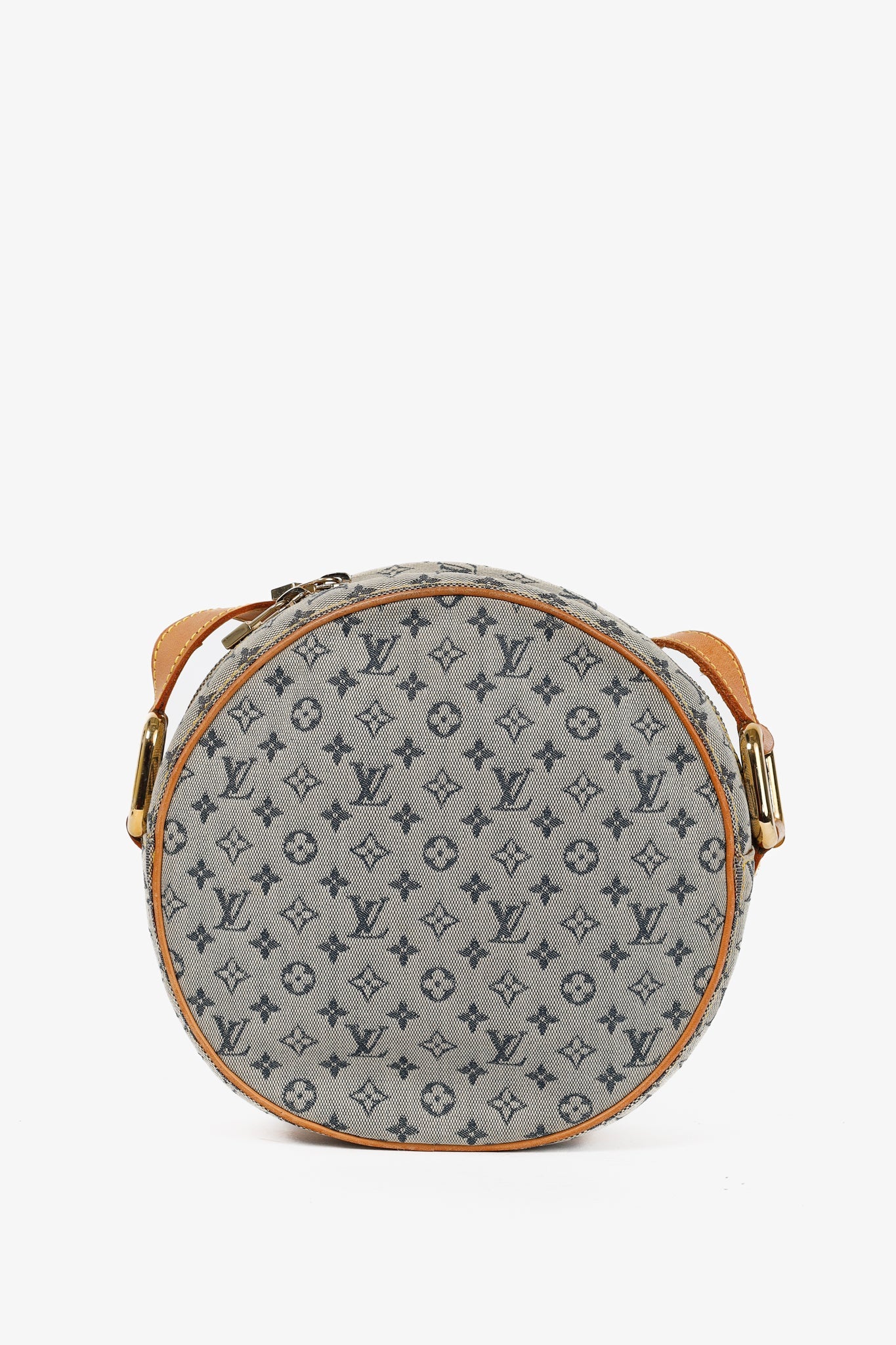 Mini Lin Denim Canvas Round Crossbody Bag