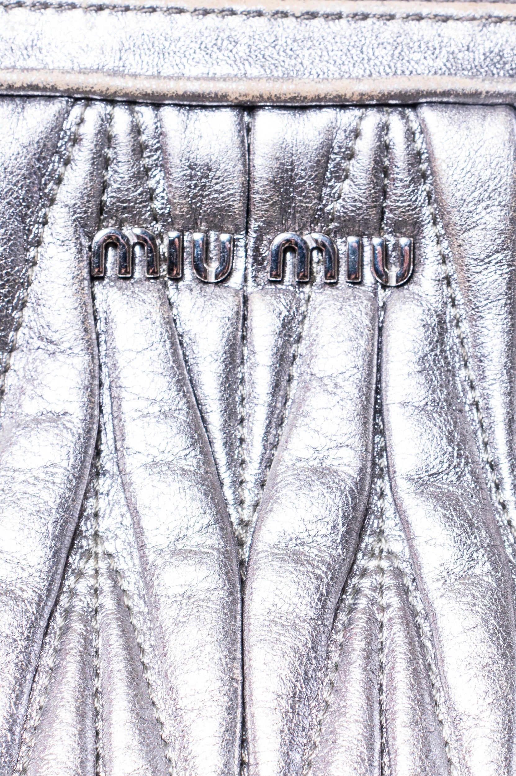 Silver Leather Matelasse Crossbody/Shoulder Bag