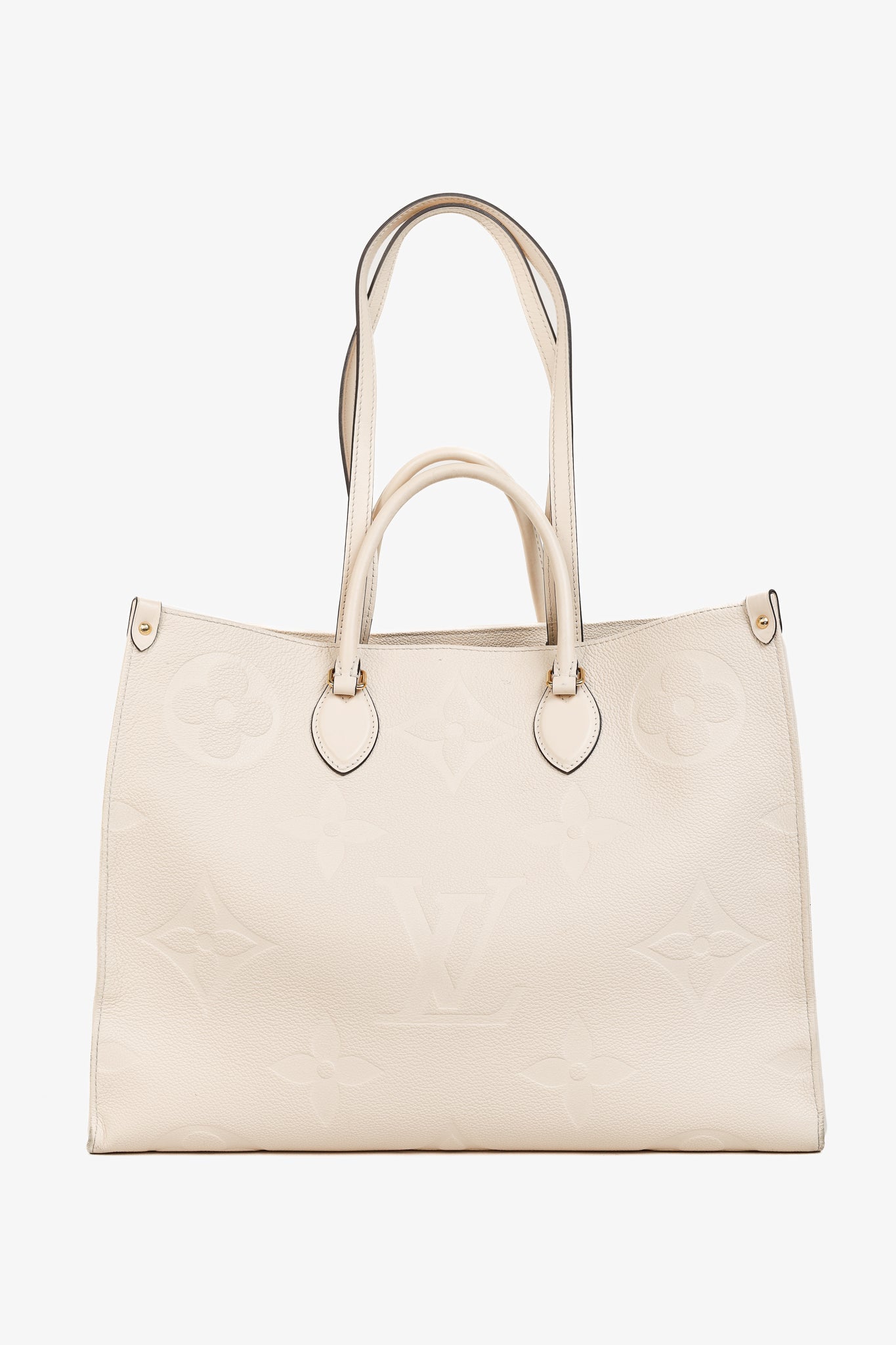 OnTheGo GM Creme Empreinte Monogram Leather Tote Bag
