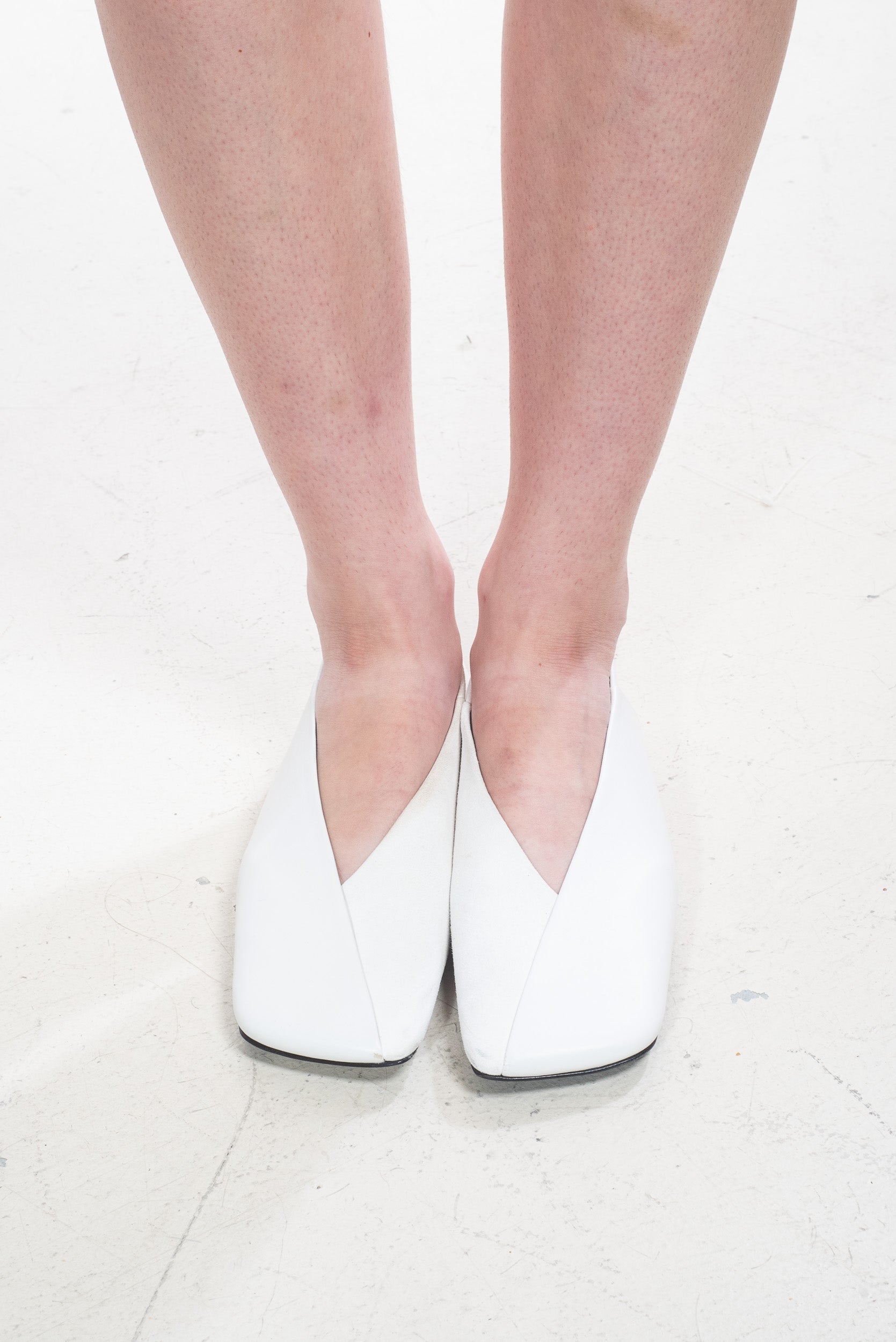 Asymmetric leather ballet flats