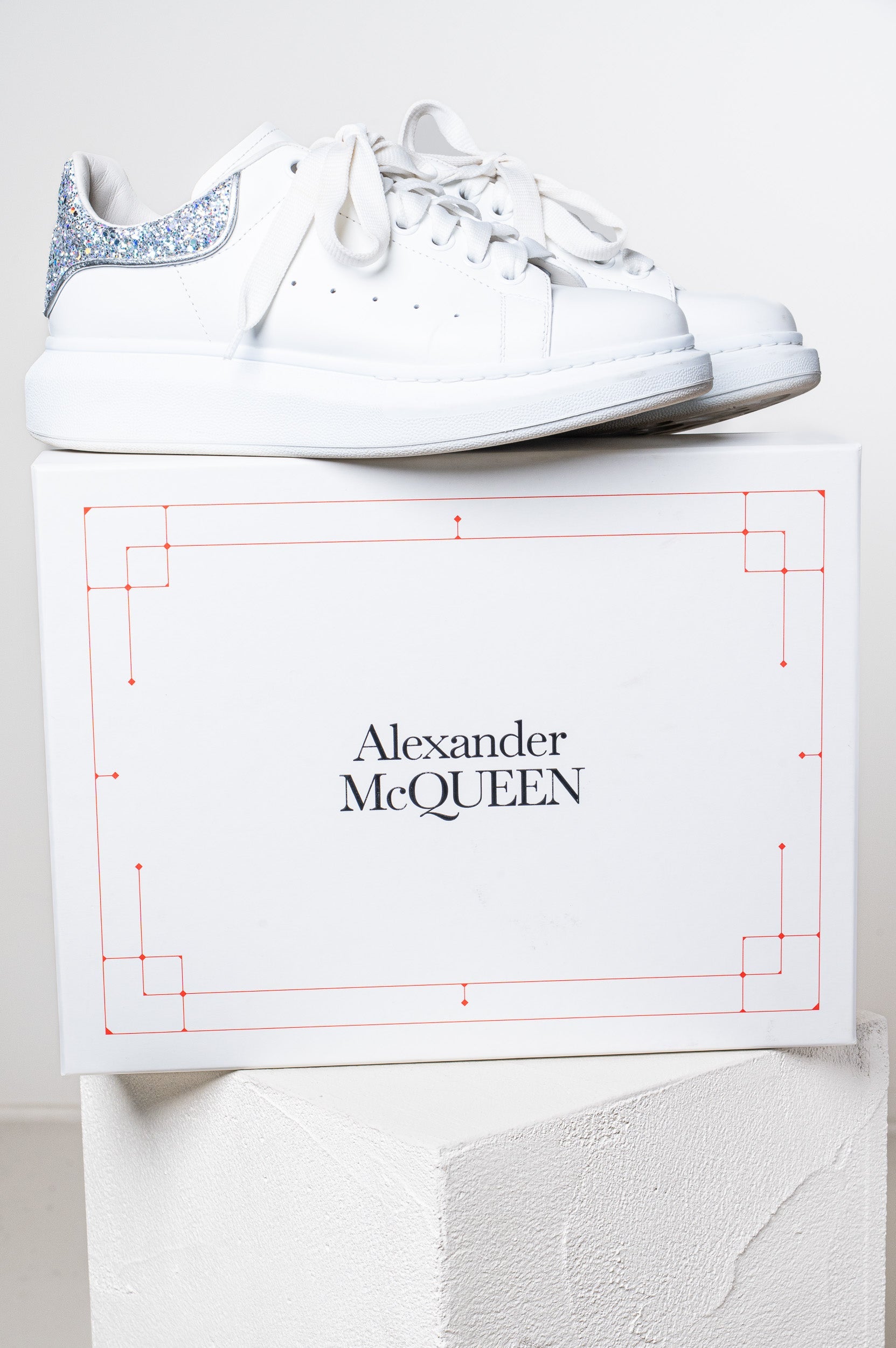 White Chunky Glitter Heel Sneaker