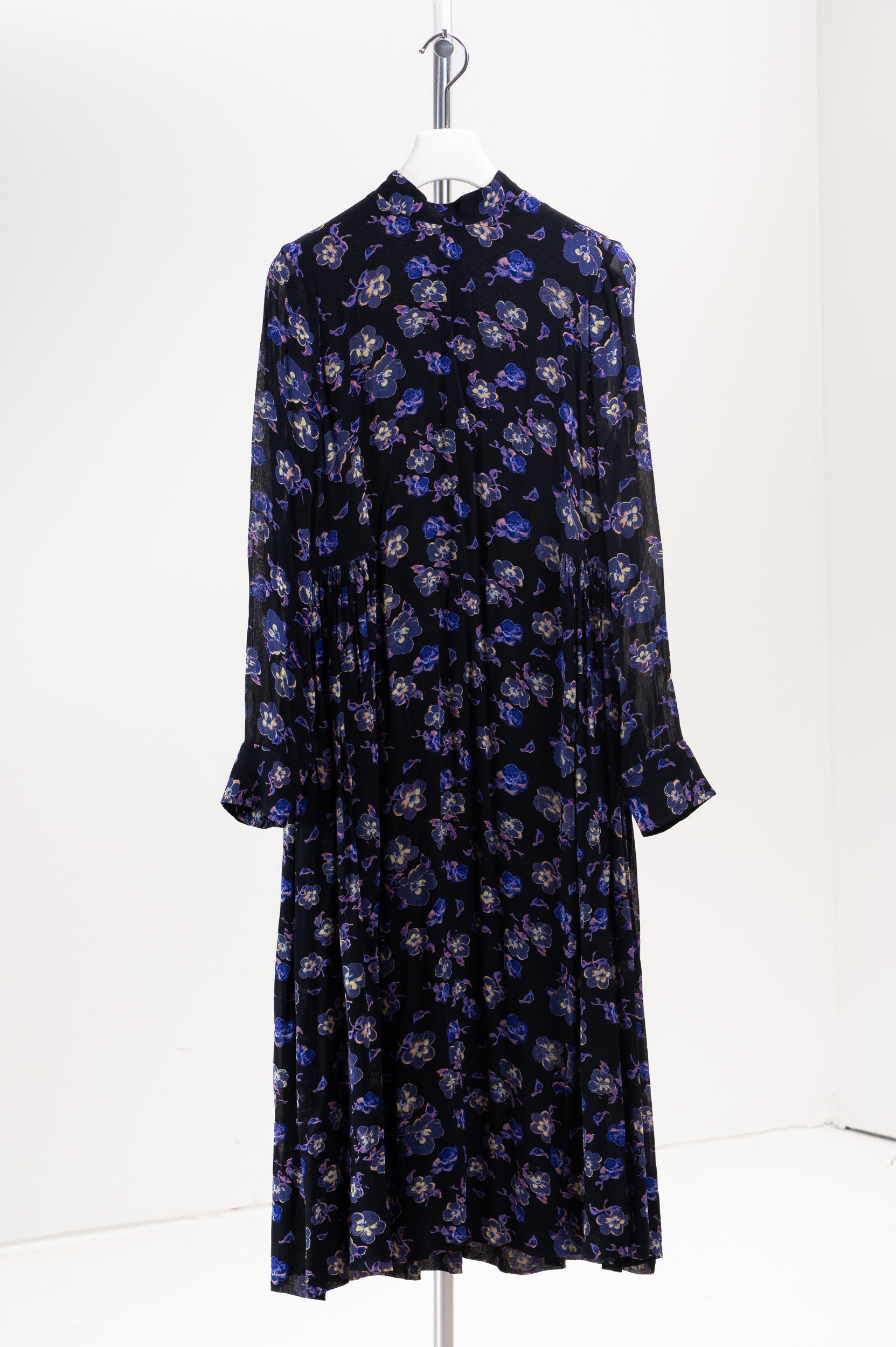 Black Purple Floral Long Sleeve Dress