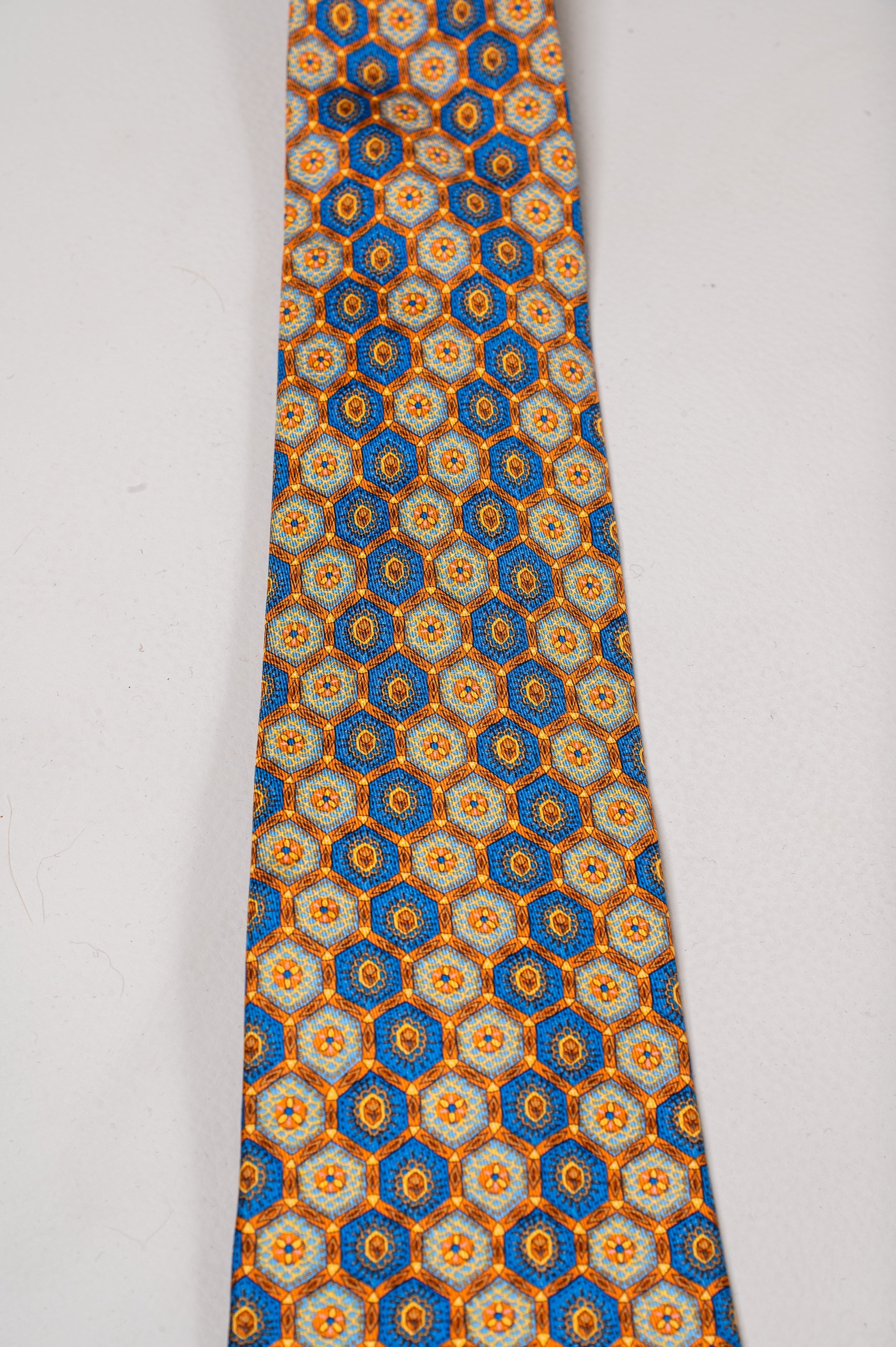 Orange & Blue Printed Tie