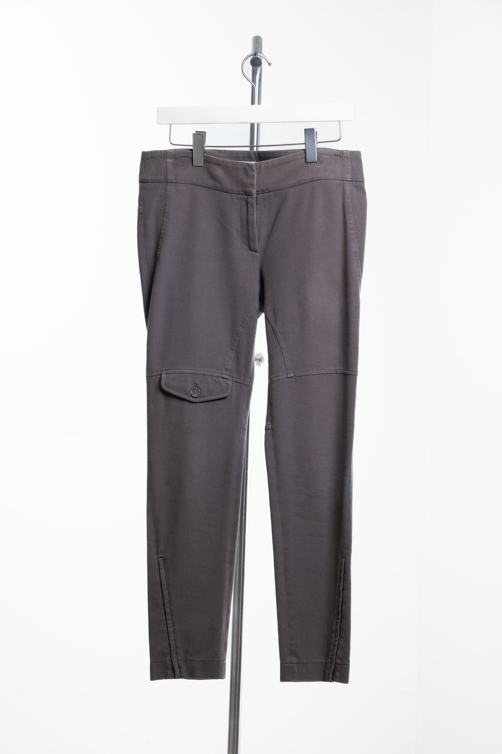 Brown Fitted Pant with Button Detail