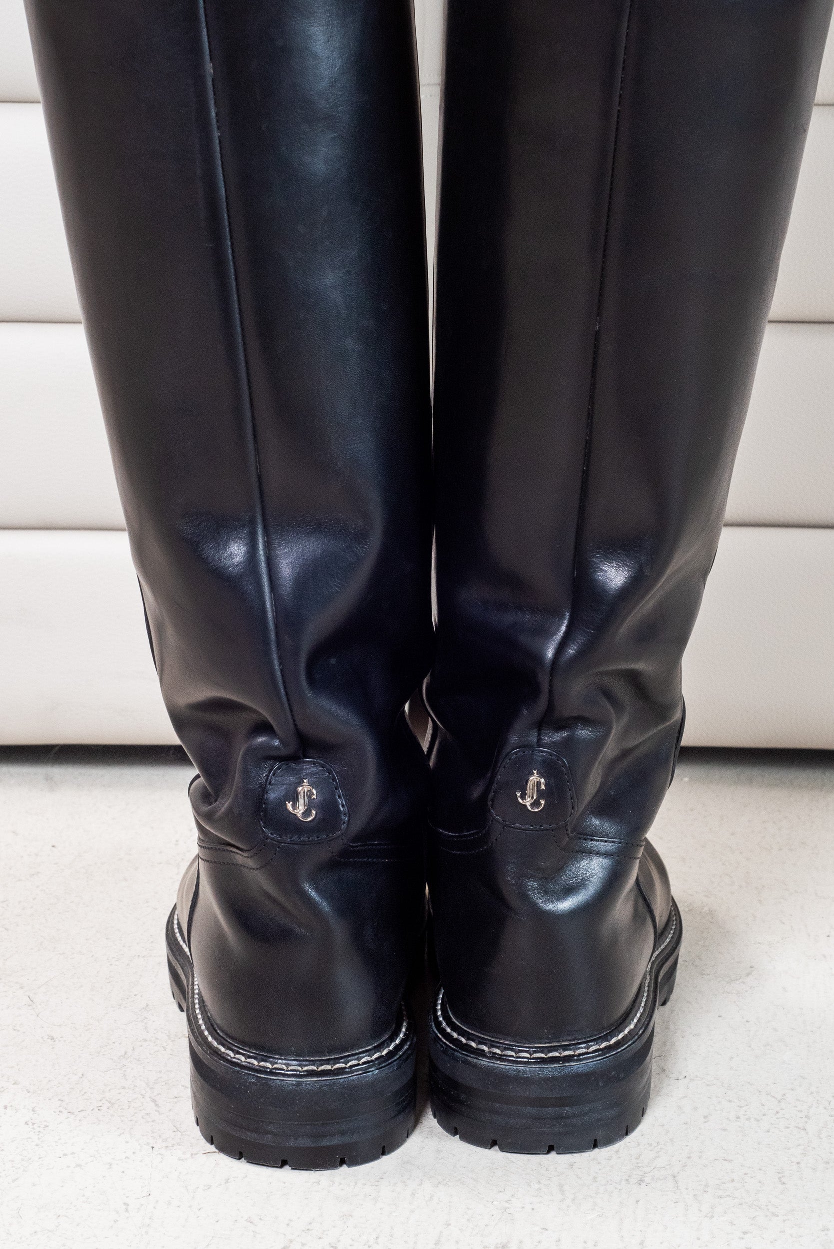 Black Yomi Flat Fur Lined Tall Boot