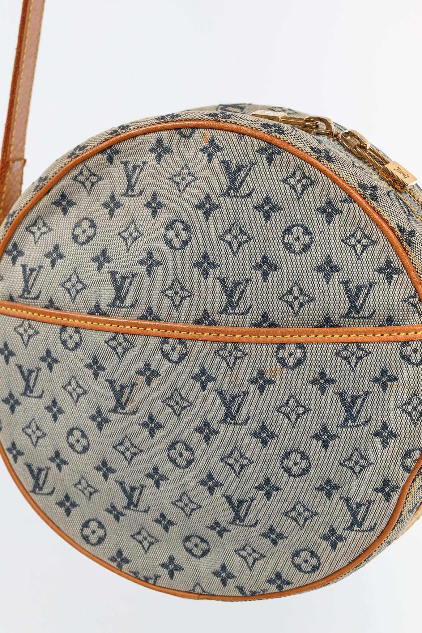 Mini Lin Denim Canvas Round Crossbody Bag