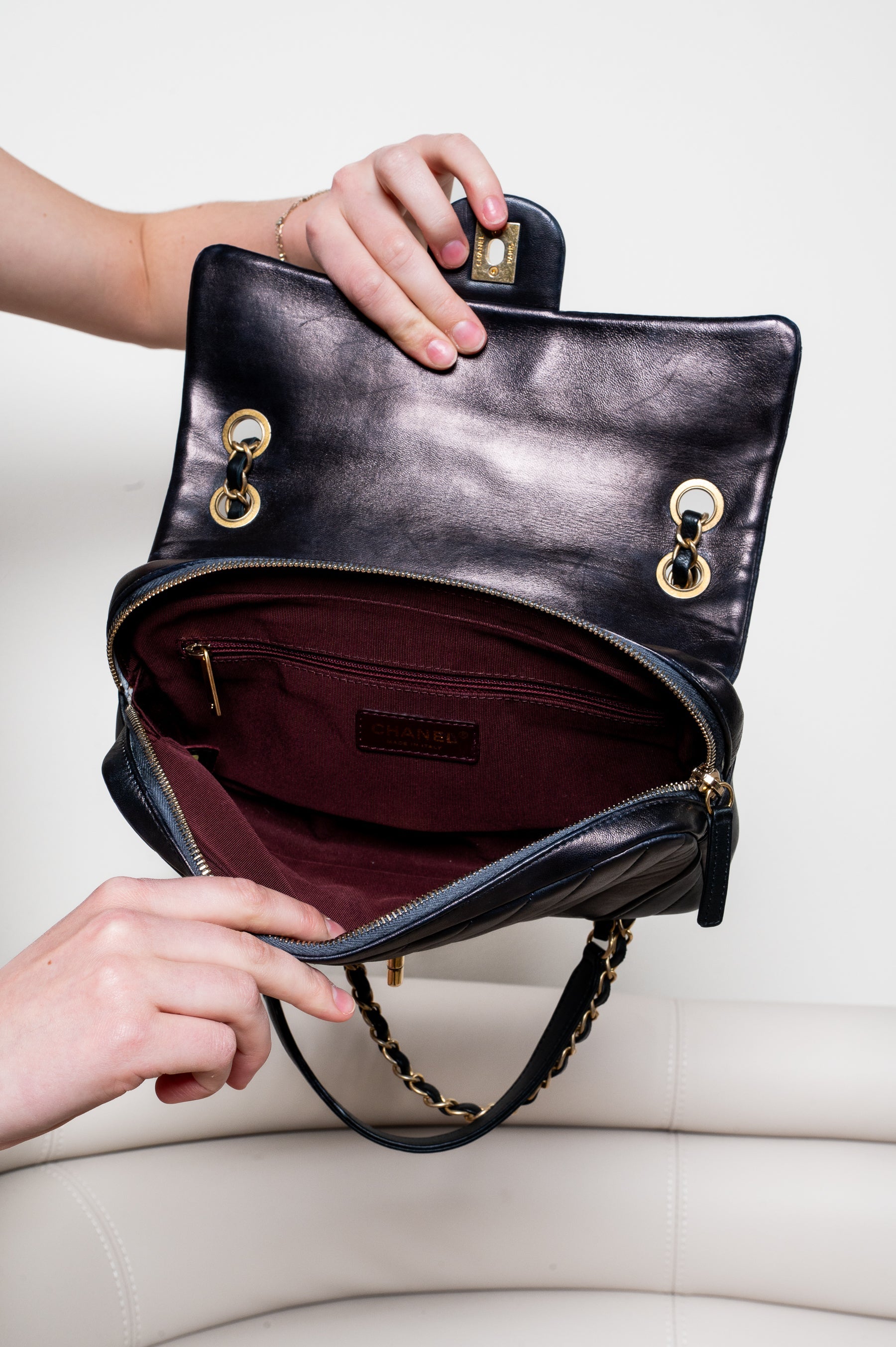 Black Chevron Flap Shoulder Bag