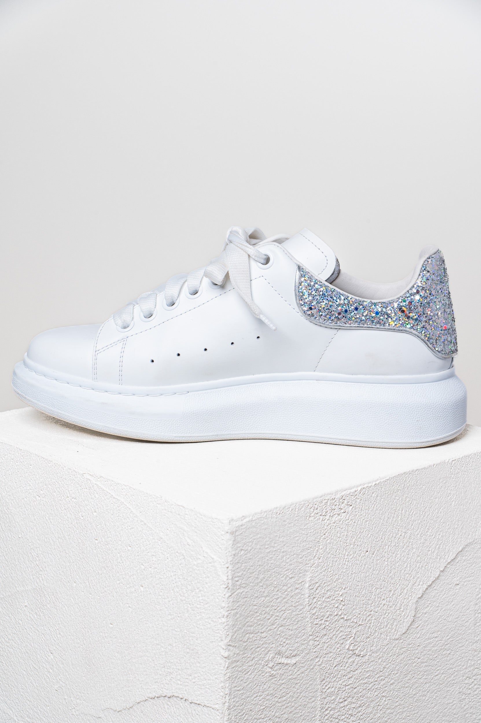 White Chunky Glitter Heel Sneaker