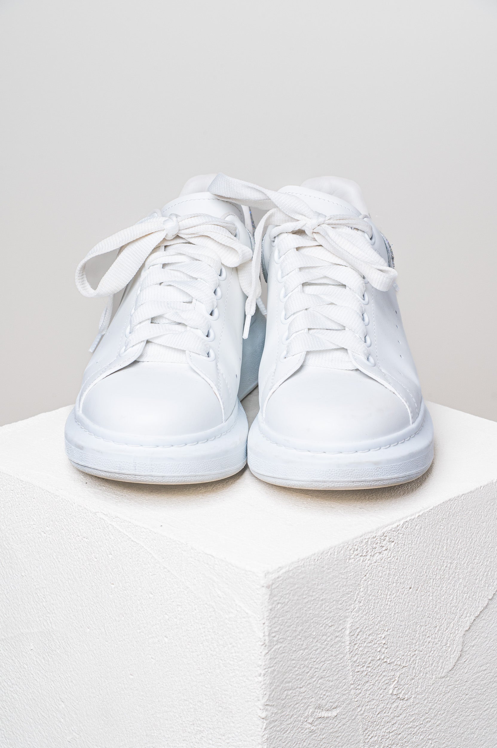 White Chunky Glitter Heel Sneaker