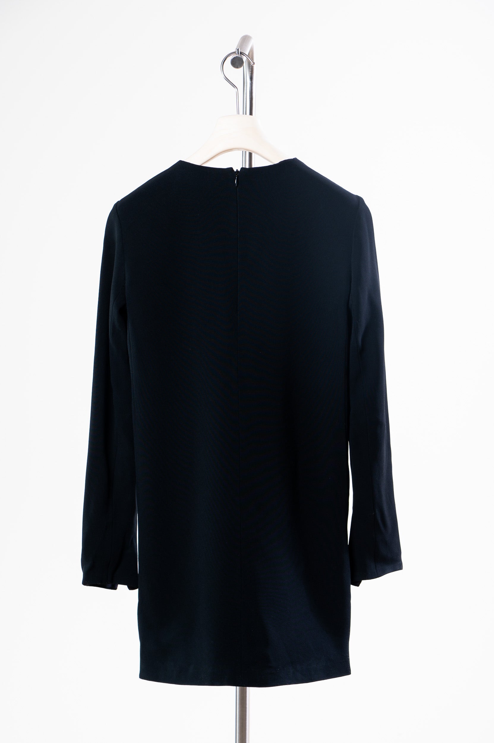 Black Long Sleeve Mini Dress w/ Leather Detail