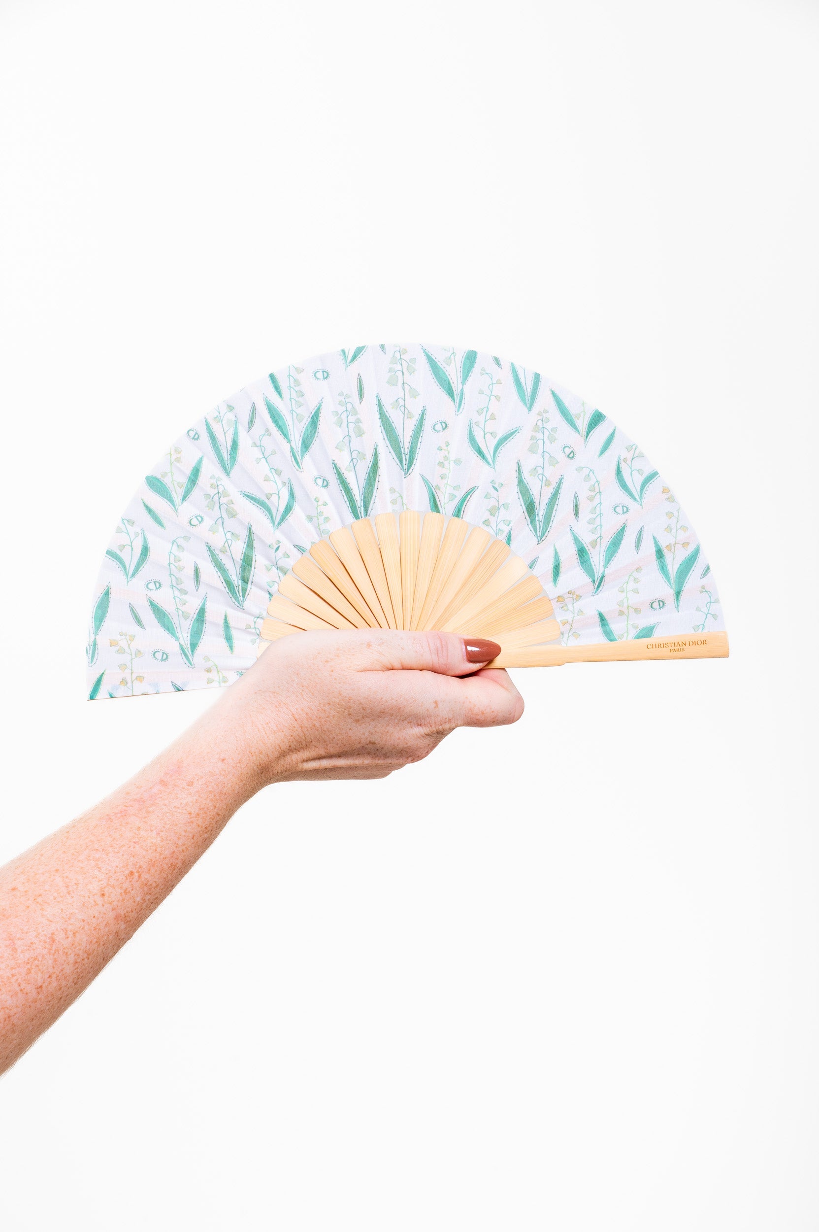 Green & White CD Hand Fan